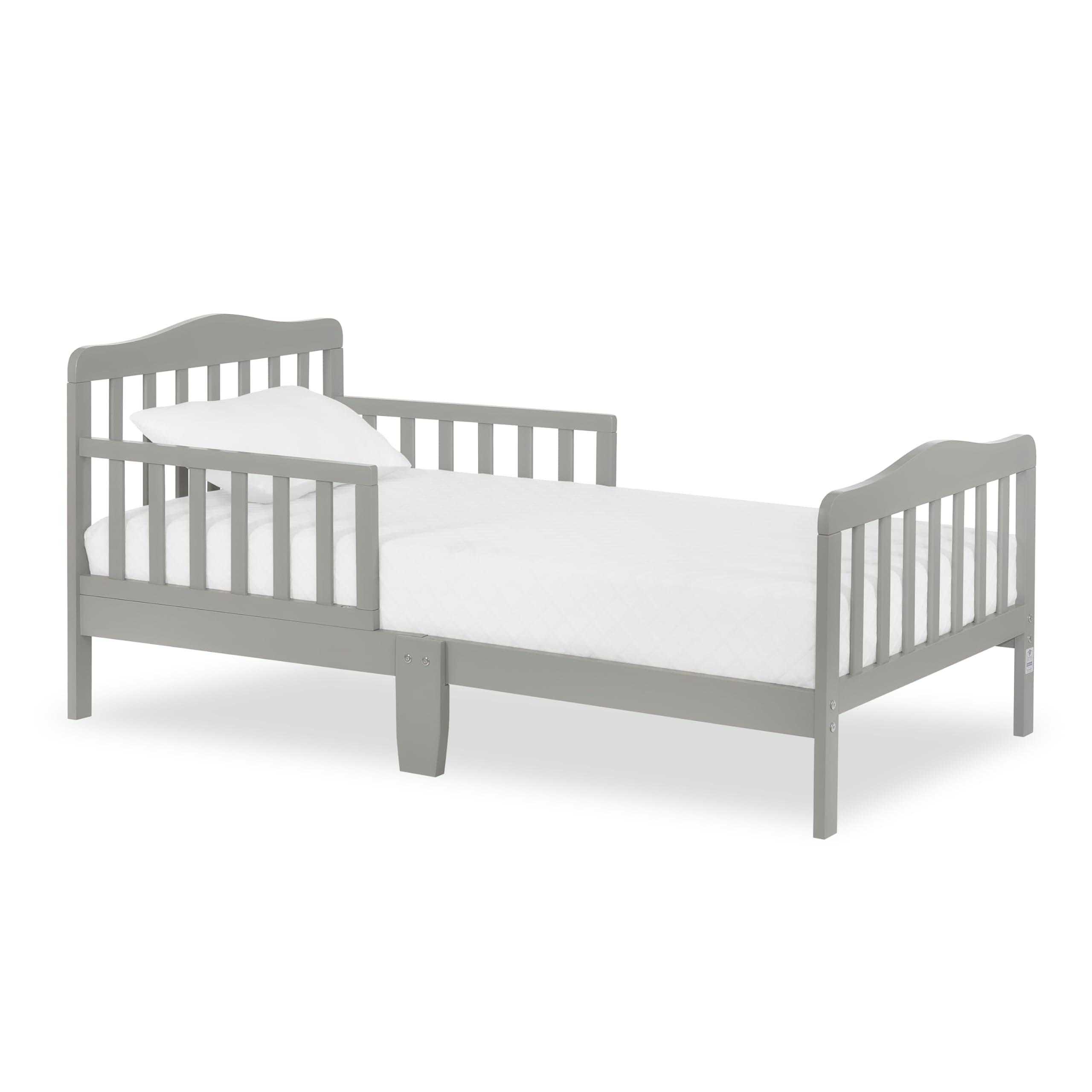 Dream On Me Classic Design Toddler Bed in Cool Grey, Low-to-Floor Wooden Bed with Safety Rails, GREENGUARD Gold & BSA Certified, Non-Toxic Finish