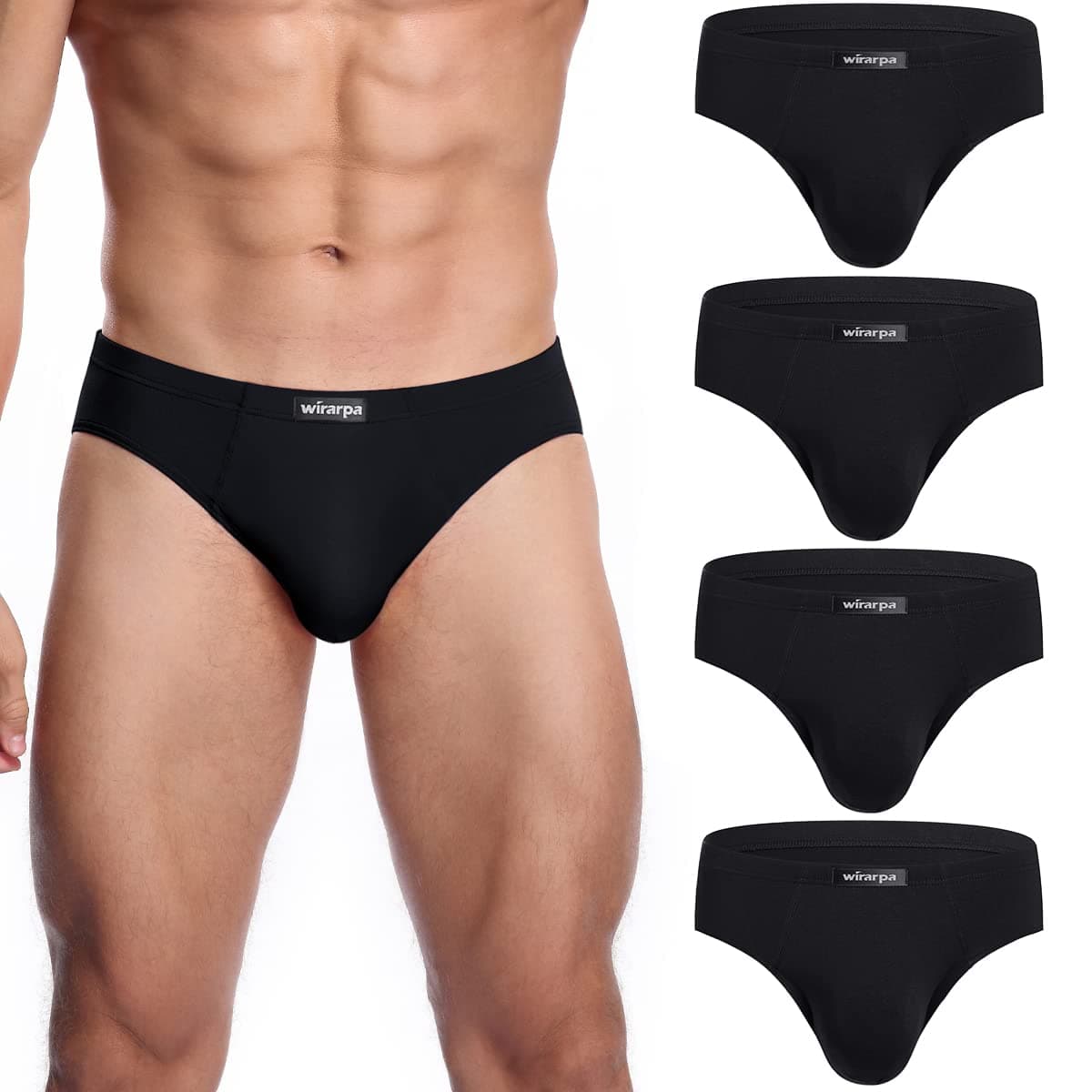 Men's Modal Briefs Underwear Soft Microfibre Underpants No Front Silky Touch Slips Covered Waistband Multipack