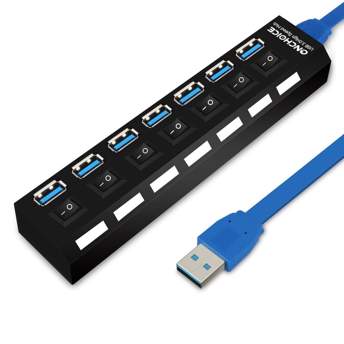 ONCHOICE USB 3.0 7 Ports Hub High Speed Data Hub with 7 Power Switches, 100cm Cable for Desktop/Laptop/Notebook/PC/Computer