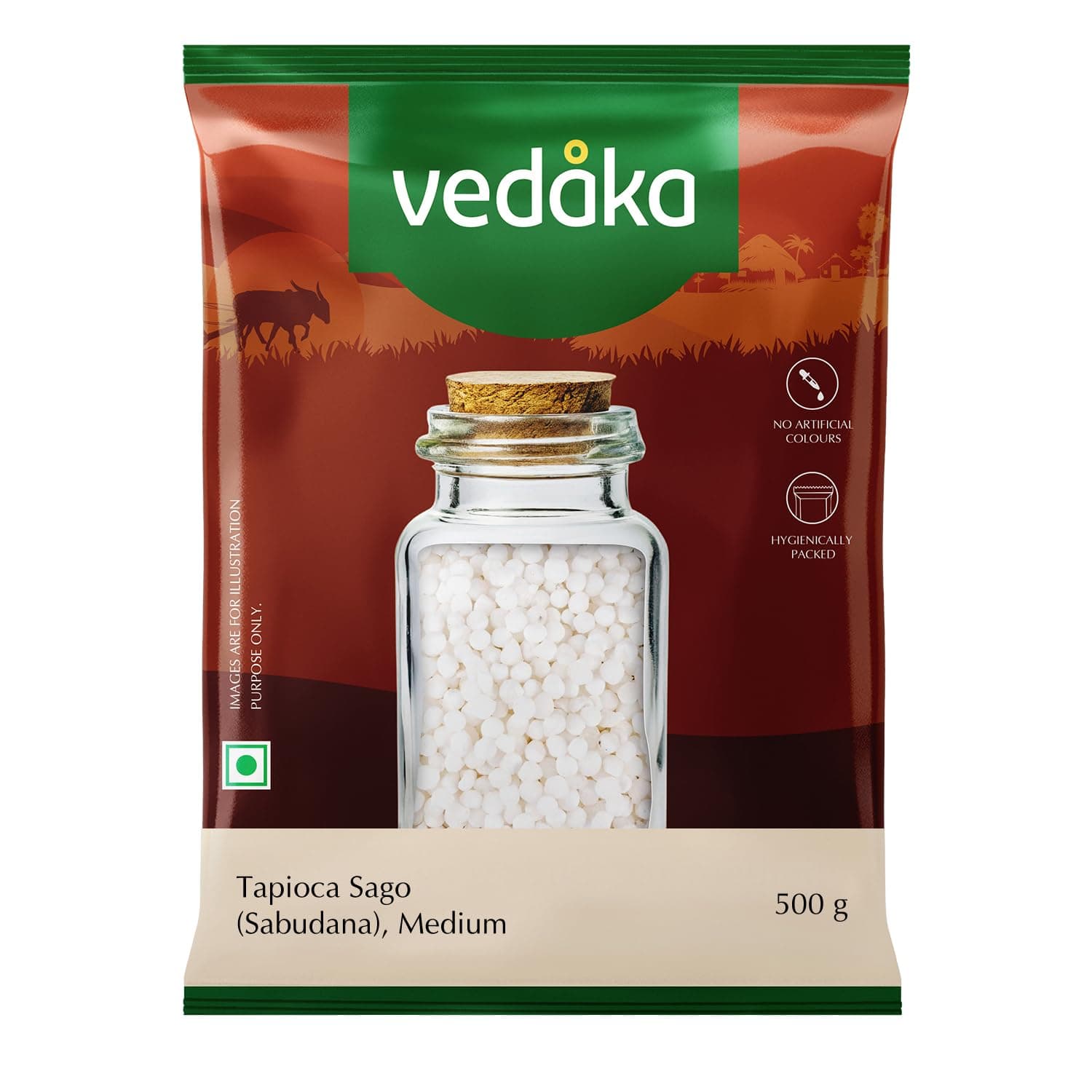 Amazon Brand - Vedaka Tapioca Sago (Sabudana), Medium 500 g