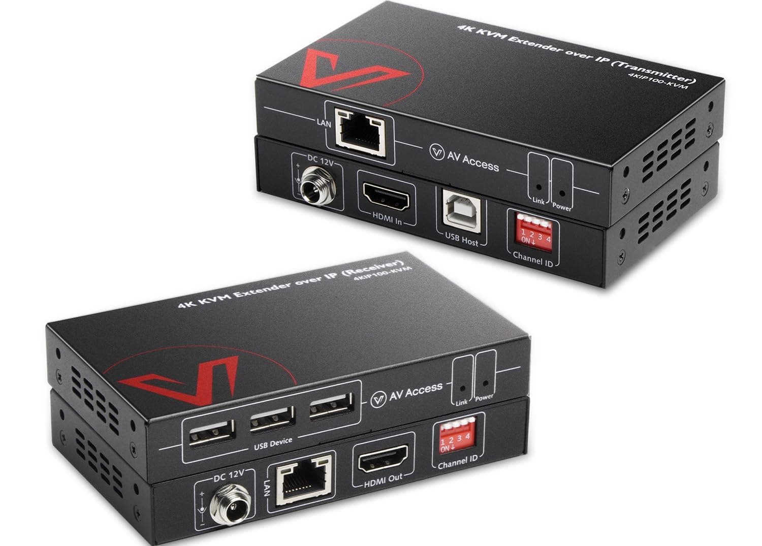 v AV Access 120M/390ft 4K KVM Extender over TCP/IP Ethernet, 120Hz High Fresh Rate, 16 Sets DIP Switch, 3 Ports USB 2.0, 4K@30Hz 1080P@120Hz over Single Cat5e/6 Cable, Zero Latency