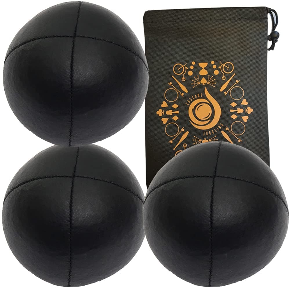 3 x Pro Cascade XL 180g Juggling Balls - Large Sized Quality Thud Beanbags & Bag - Set of 3 Juggling Thuds (Black)