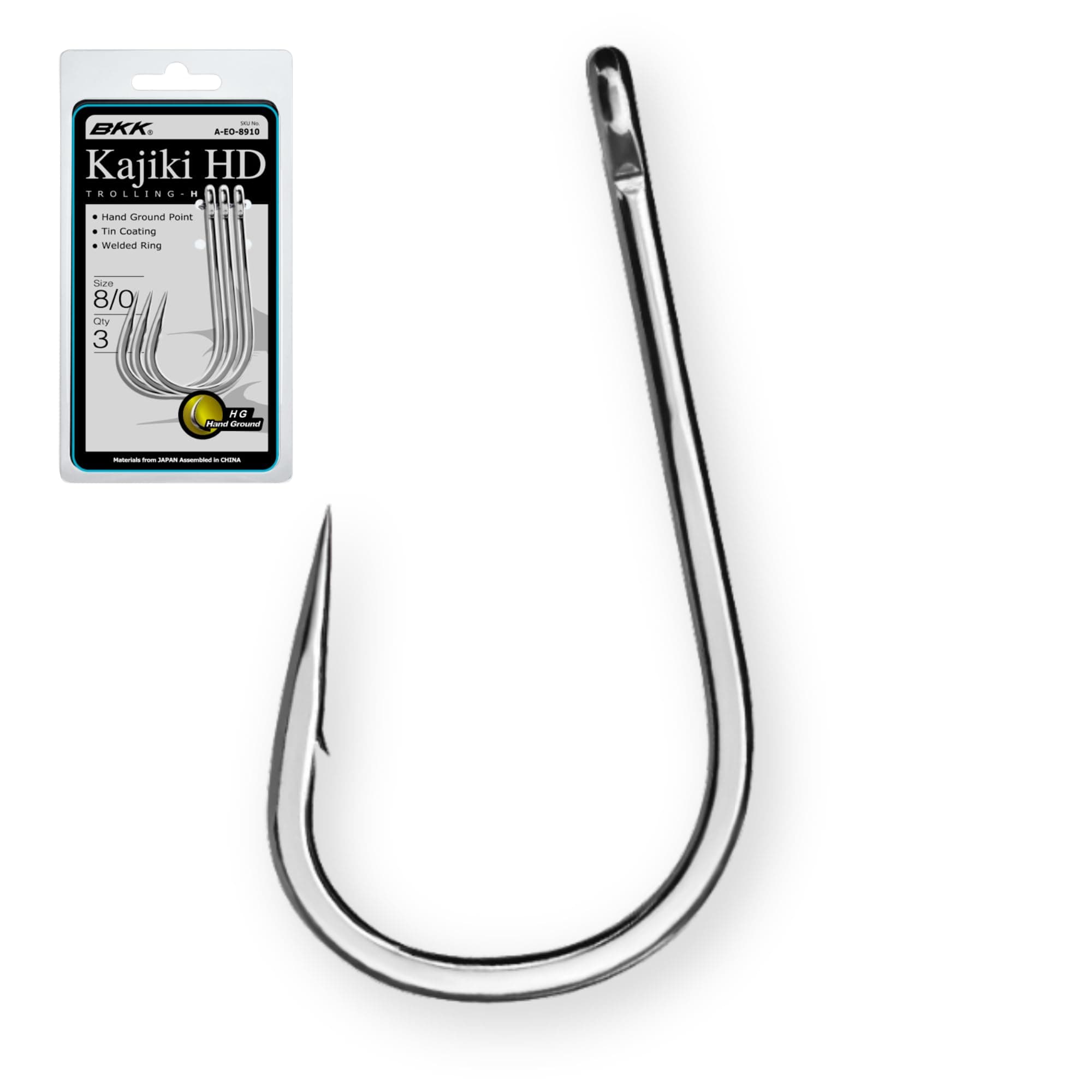 KAJIKI HD Trolling Hook | 7X | Bright-Tin Coating | Hand Ground Point