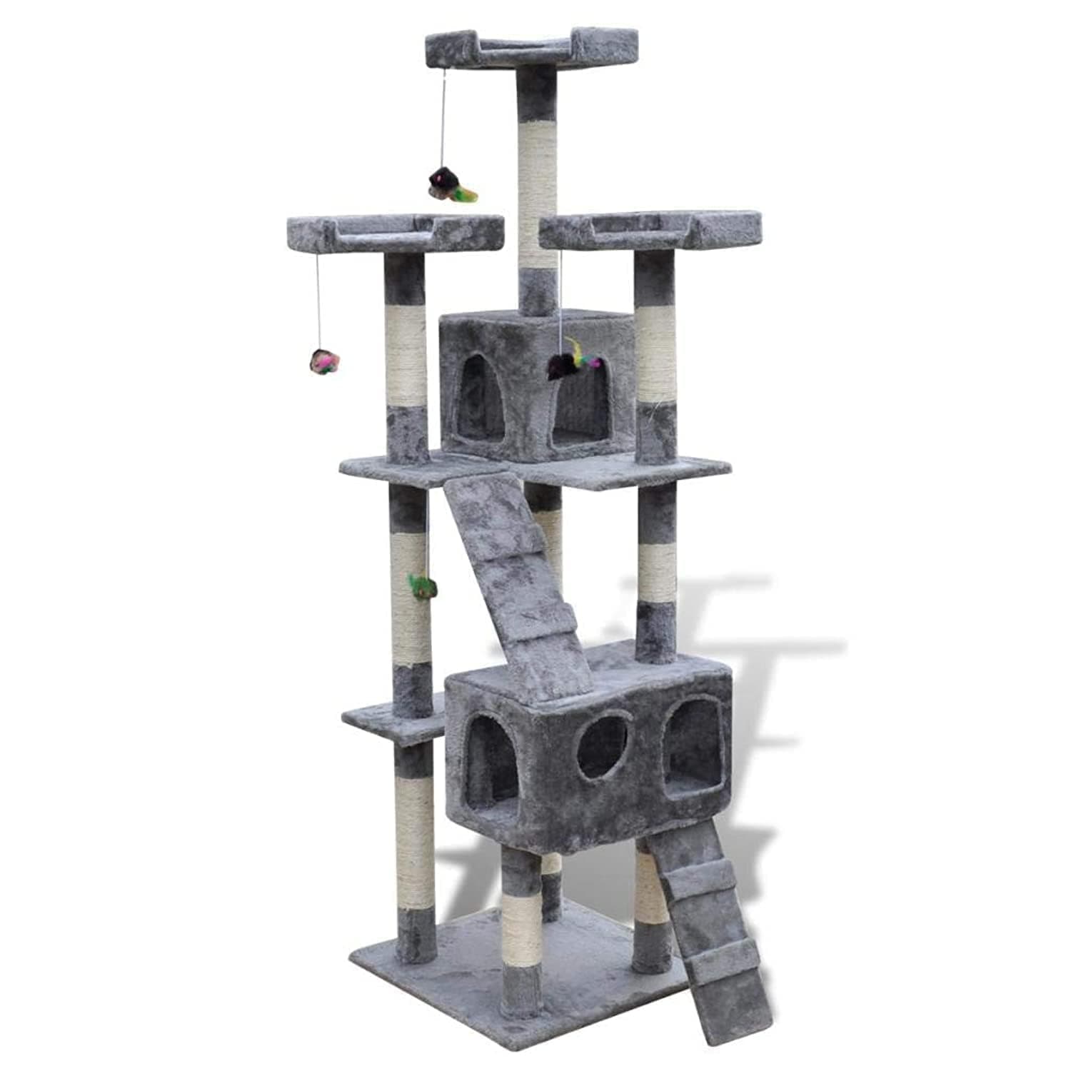 VidaXL Cat Tree Cat Scratching Post 170 cm 2 Condos Grey