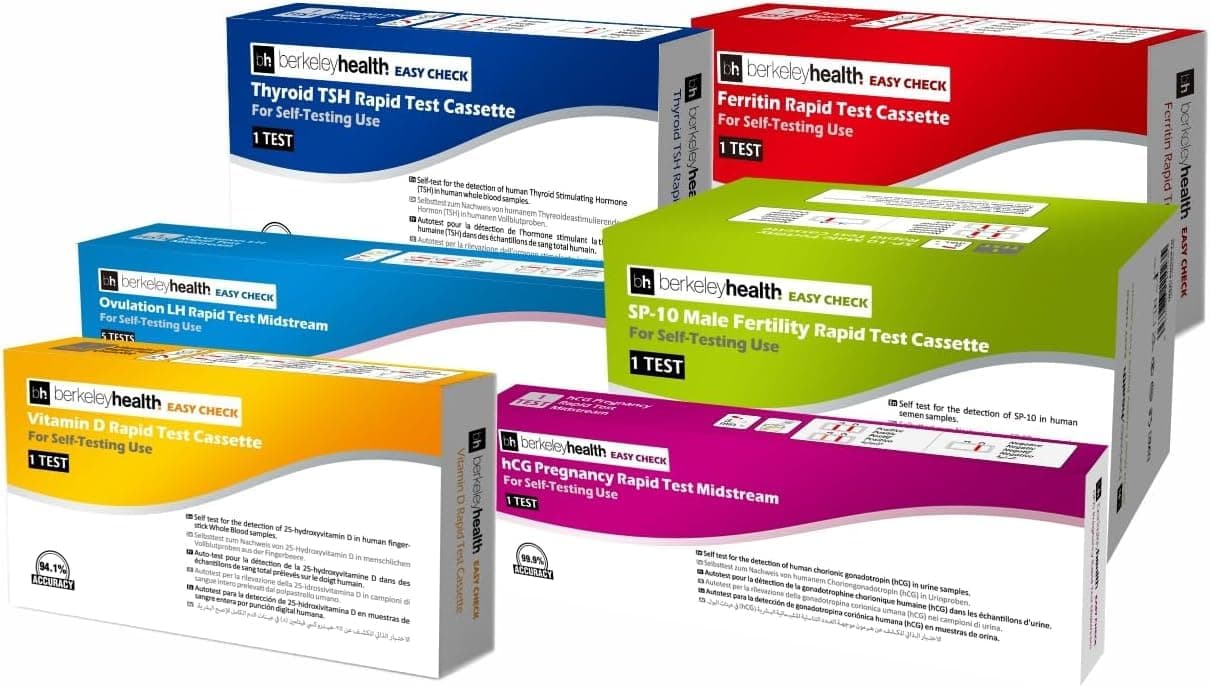 Couple's Fertility Self Test Kit Bundle - Thyroid, Ferritin, Vitamin D, LH Ovulation, hCG Pregnancy & SP-10 Male Health - Comprehensive Monitoring - 6 Tests