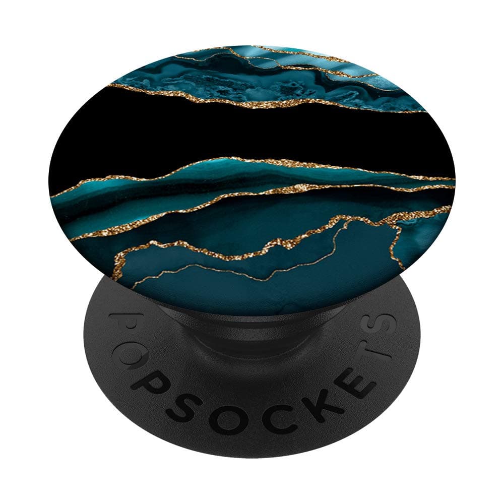 Black and Teal Classy Glamour Chic Women's PopSockets Grip and Stand for Phones and Tablets PopSockets Standard PopGrip