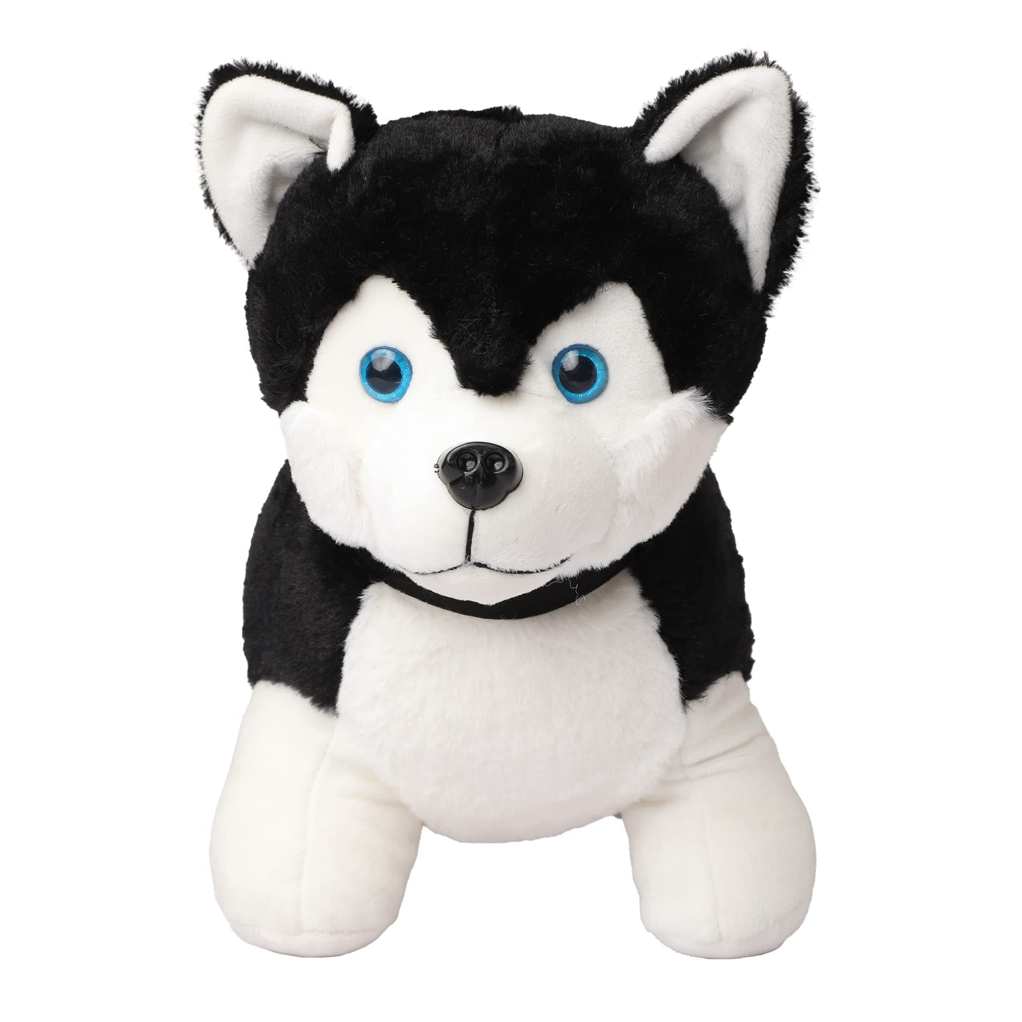 FUN ZOO Soft Plush Stuffed Cute Blue Eye Husky Dog Toys for Kids (30 Cm (Black))
