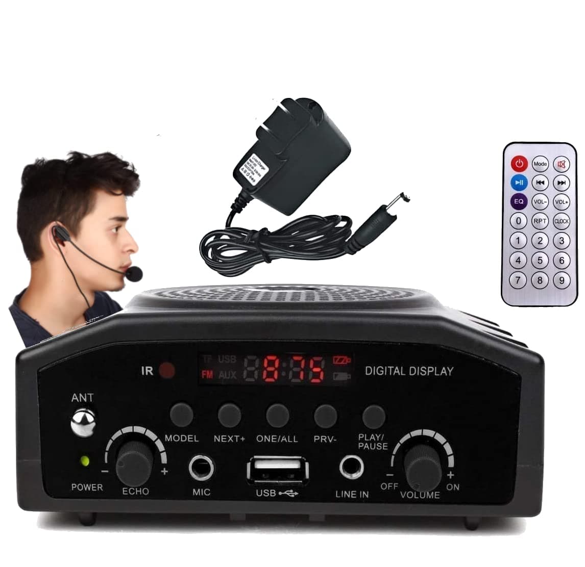 Bluetooth Rechargeable Multimedia Portable Digital Display Speaker with Karaoke Mic MP3, FM, SD Card Support, USB and Aux Cable Support, All Smart Phone-A Unique Teaching Tool