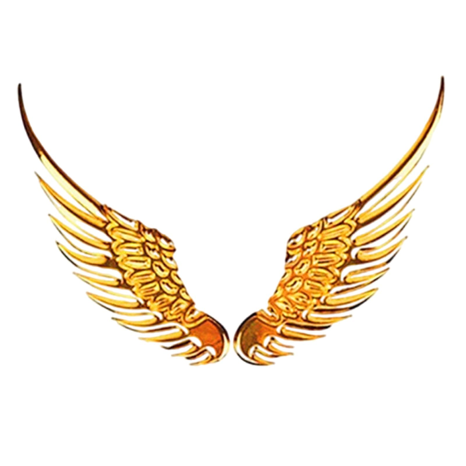 1 Pair Car Angel Wings Sticker, Hawk Eagle Wings Automobile Emblem,4.92in*1.37 * 0.39in 3D Metal Stereo Wing Sticker, Suitable for Most Car Models (Golden)