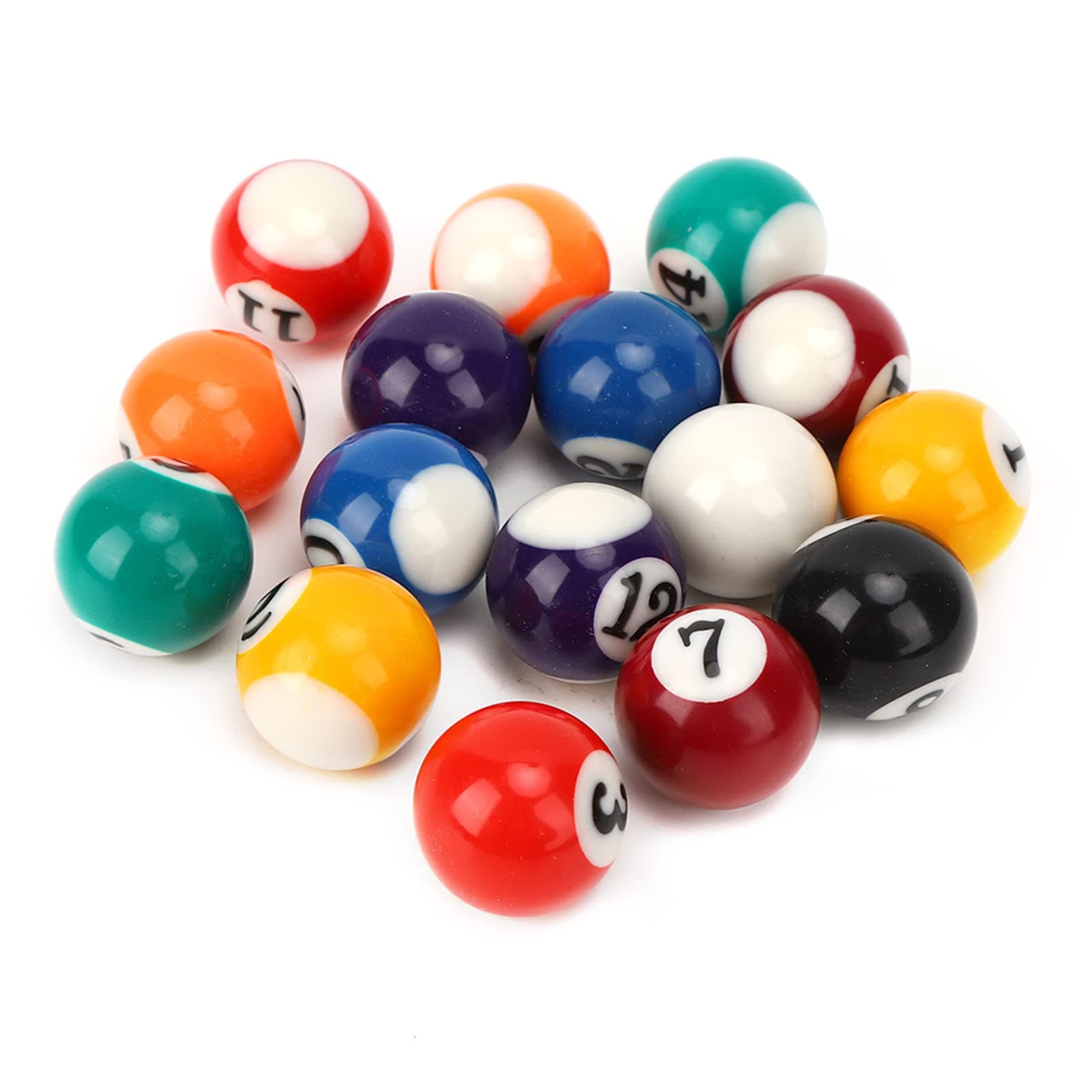 16PCS Mini Billiard Balls Set, 2.5cm/0.98inch Mini Pool Ball Set, Resin Children Billiard Ball, for Recreation Games (Not Suitable for Adults)