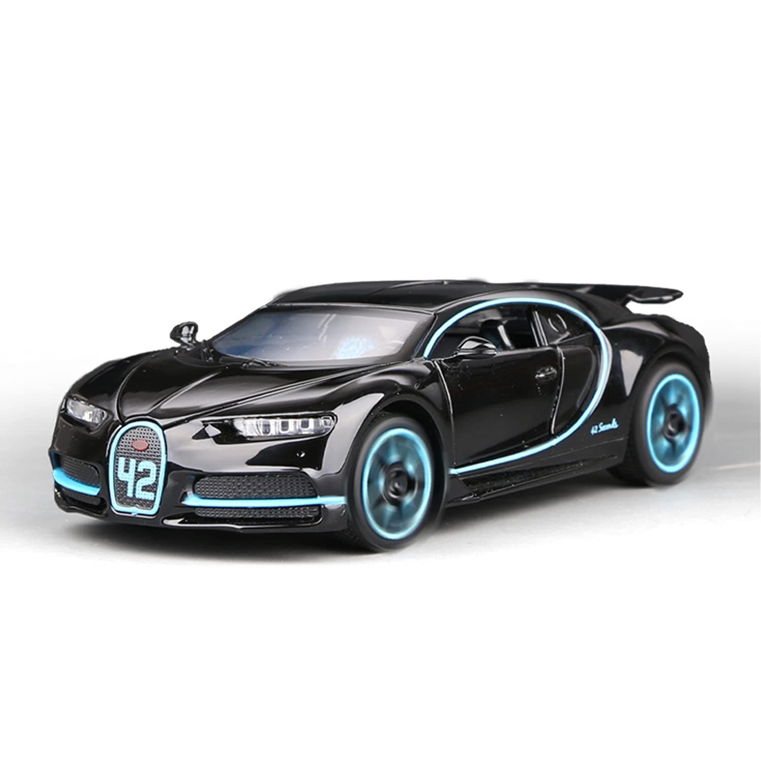 1:32 Bugatti Chiron zinc Alloy Pull Back Car Diecast Electronic Toys with Lights and Music,Decorative,Mini Vehicles Toys for Kids,Boyfriend,Young Peoples Gift(Black)