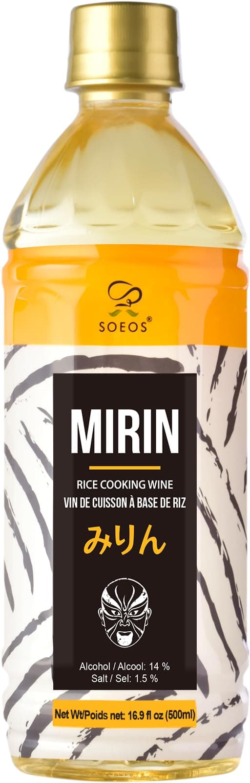 Soeos Mirin, Japanese Cooking Wine, 16.9 fl oz (Pack of 1), Mirin Rice Wine, Authentic Natural Sugar Sweet Rice Cooking Wine for Cooking, Condiments, Seasoning Homemade Sauces, Japanese Seasoning