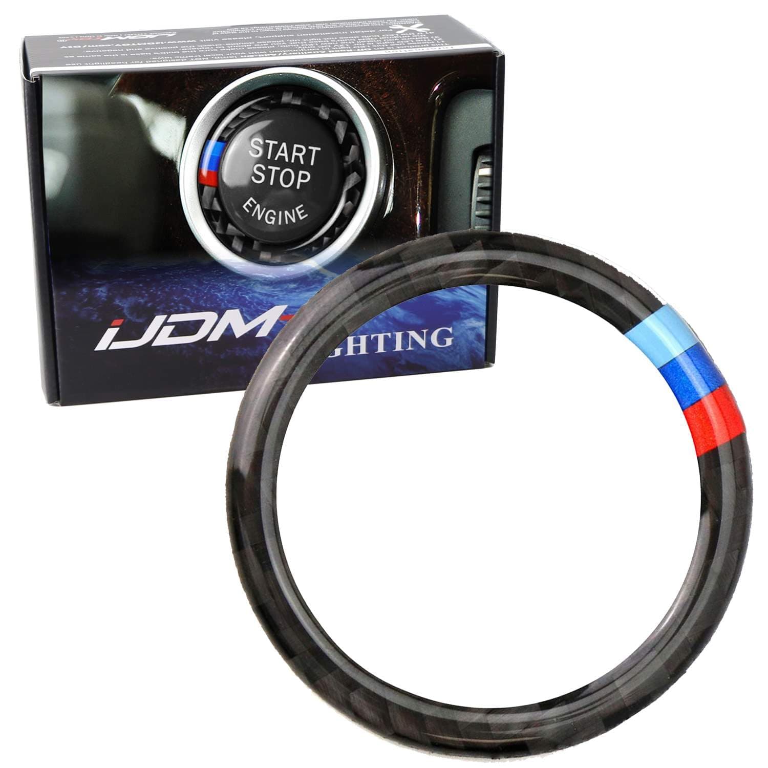 Black Real Carbon Fiber Engine Push Start Button Surrounding Decoration Ring Compatible with 2006-2012 BMW E90 E92 325i 328i 330i 335i M3