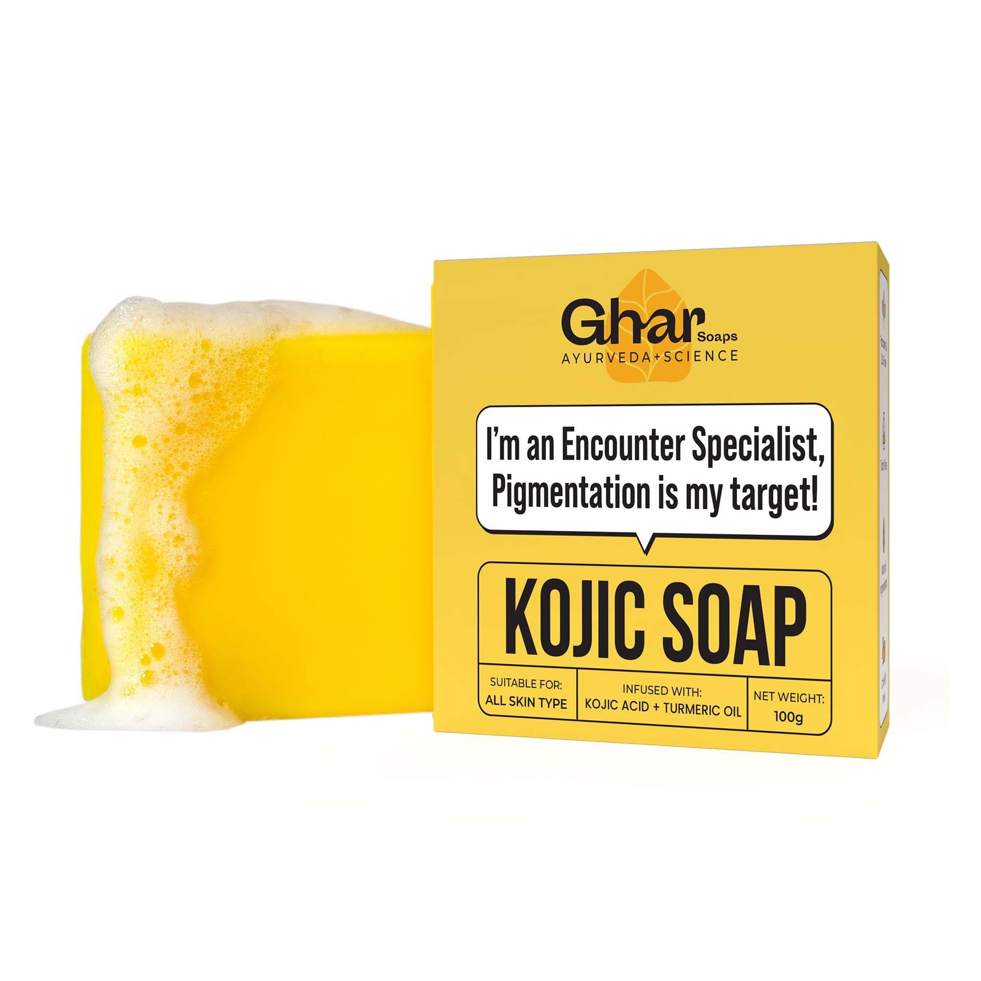 GHAR SOAPS Kojic Acid 2% Soap with Niacinamide | For Pigmentation, Sun Damage, Brightening Underarm & Minimizes Dark Spot | Soap for Men & Women | Suitable for All Skin Types | (Pack of 1) (100 g)