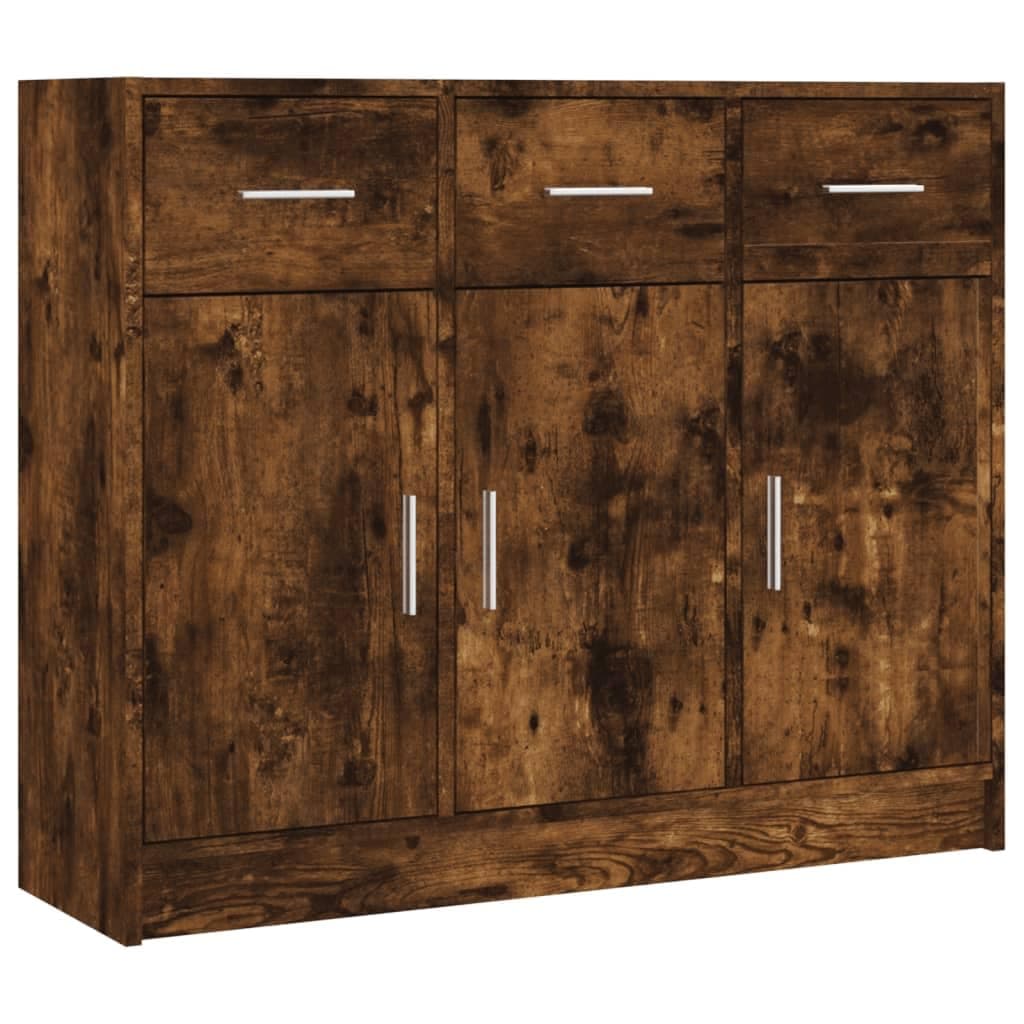 vidaXL Smoked Oak Sideboard - Modern Style Engineered Wood Storage Cabinet for Living Room and Office