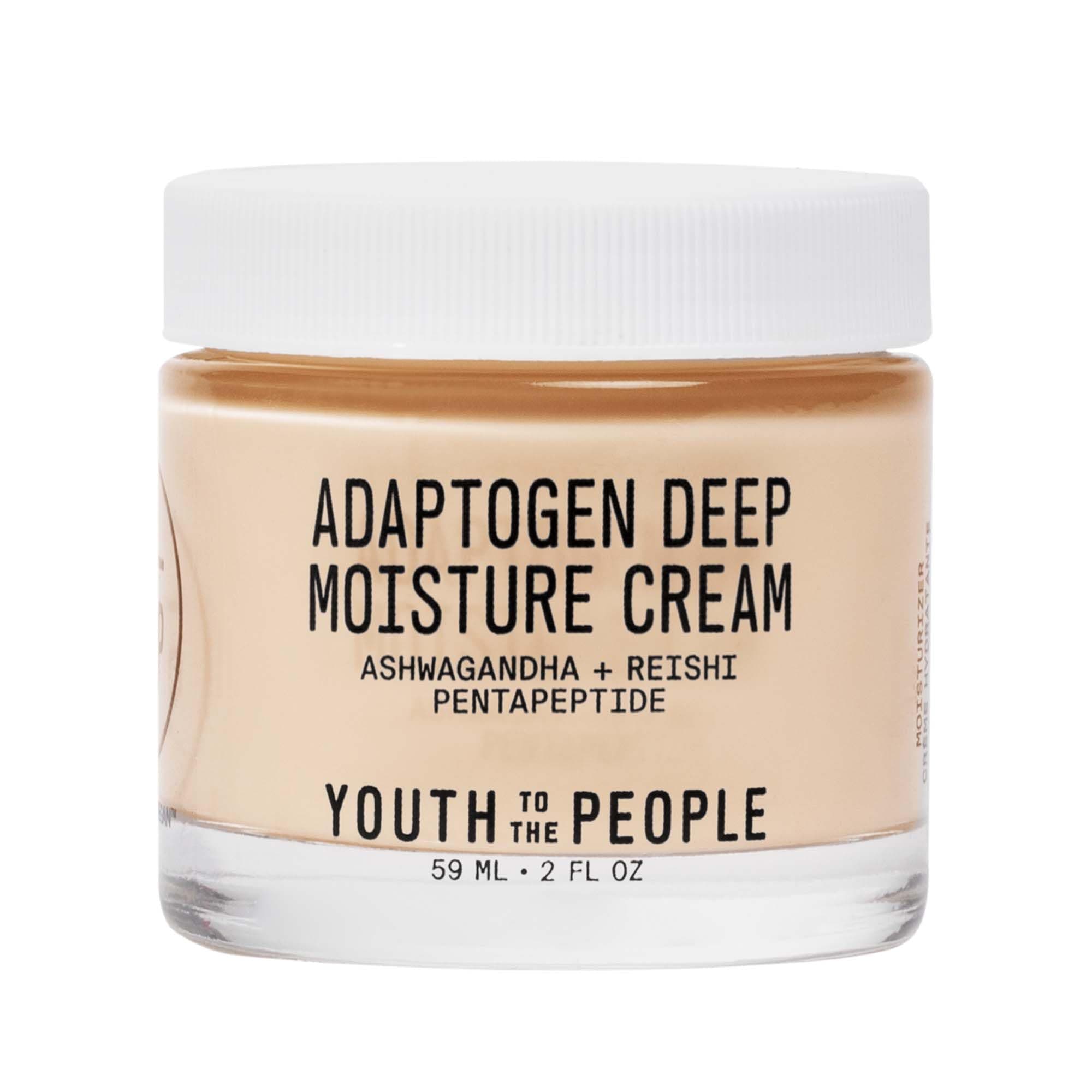 Adaptogen Deep Moisture Cream - Calming + Hydrating Face Cream with Pentapeptide, Rhodiola + Reishi Mushroom - No Mineral Oil - Clean Skincare (2oz)