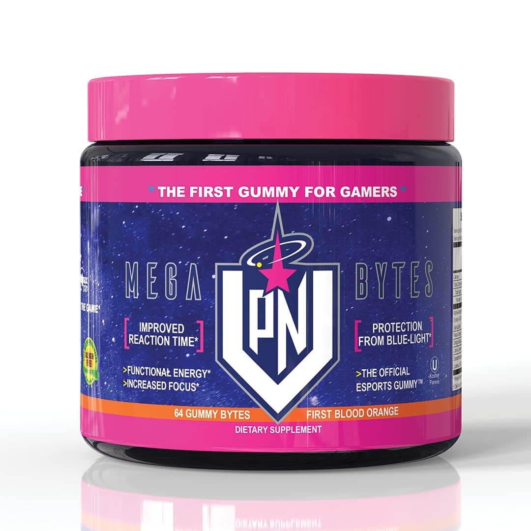 VPN Nootropic Gummies, Blood Orange - Mega Bytes - Elite Gaming Nootropic - Focus & Brain Booster Supplement - Caffeine Free - Focus Enhancer, React Quick, Eye & Vision Vitamins, Energy, 64ct