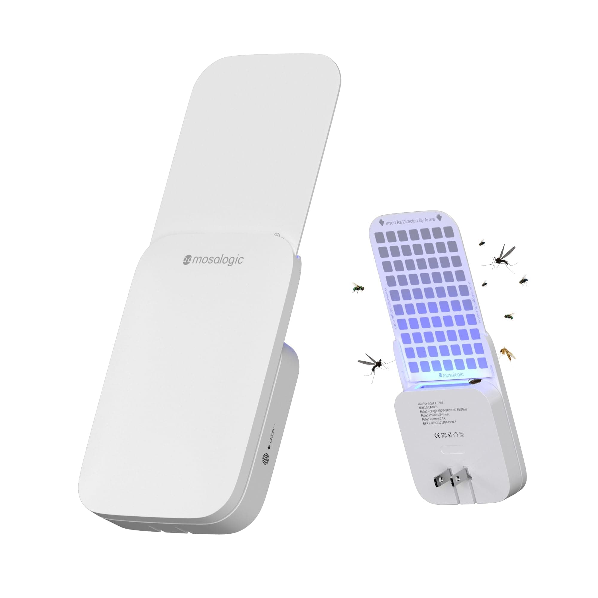 Fruit Fly Traps for House Use Gnat Trap Flying Insect Trapper Plug-in Mosquito Killer Indoor Gnat Moth Catcher Fly Tapper with Night Light UV Attractant Catcher for Home Office White-1PACK