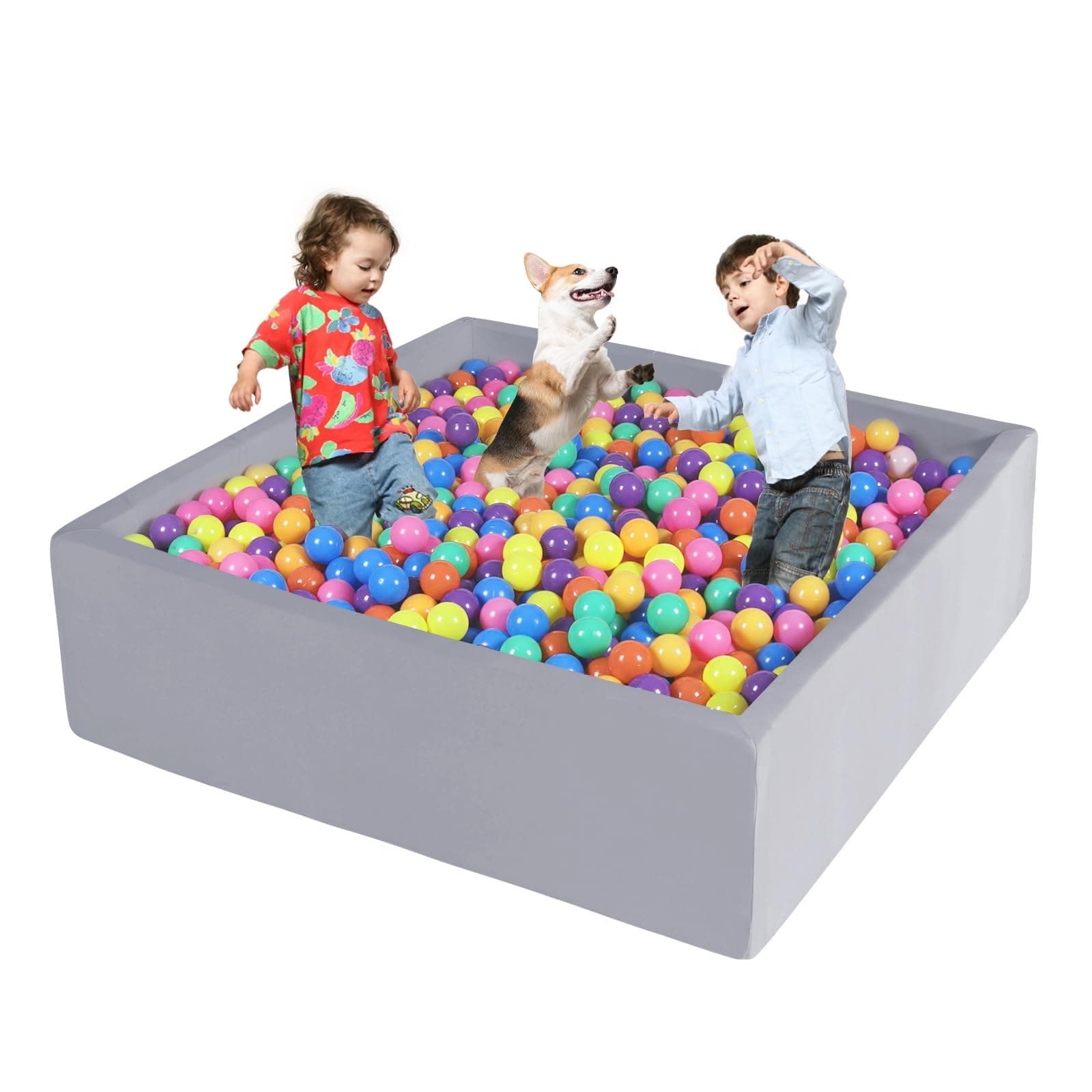 Foam Ball Pit for Toddlers - 47.2" x 47.2" x 13.8" Large Square Ball Pits for Kids, Soft Baby Playpen Ball Pool Without Balls for Children, Gifts for Boys Girls Indoor Outdoor Game