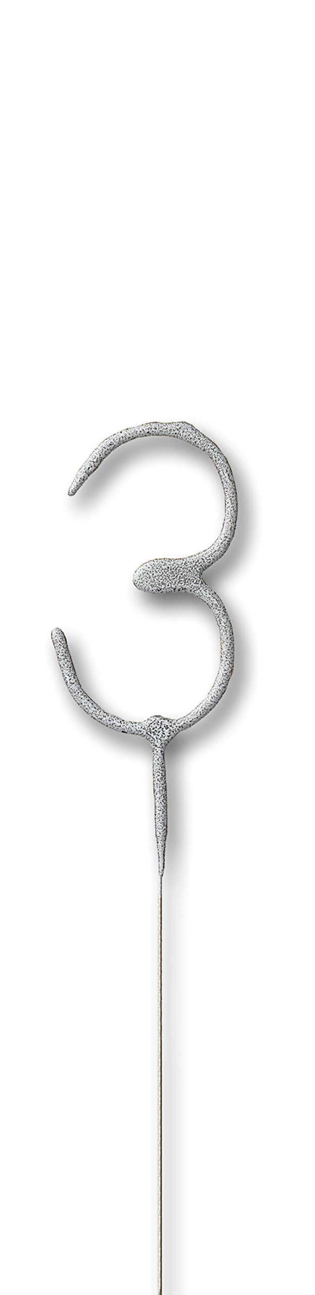 Unique Party 37333 - Glitz Silver Number 3 Sparkler Candle