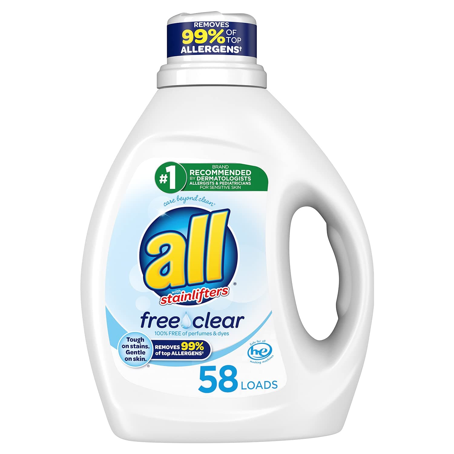 all Liquid Laundry Detergent, Free Clear for Sensitive Skin, 58 Loads, 88 Fluid Ounce