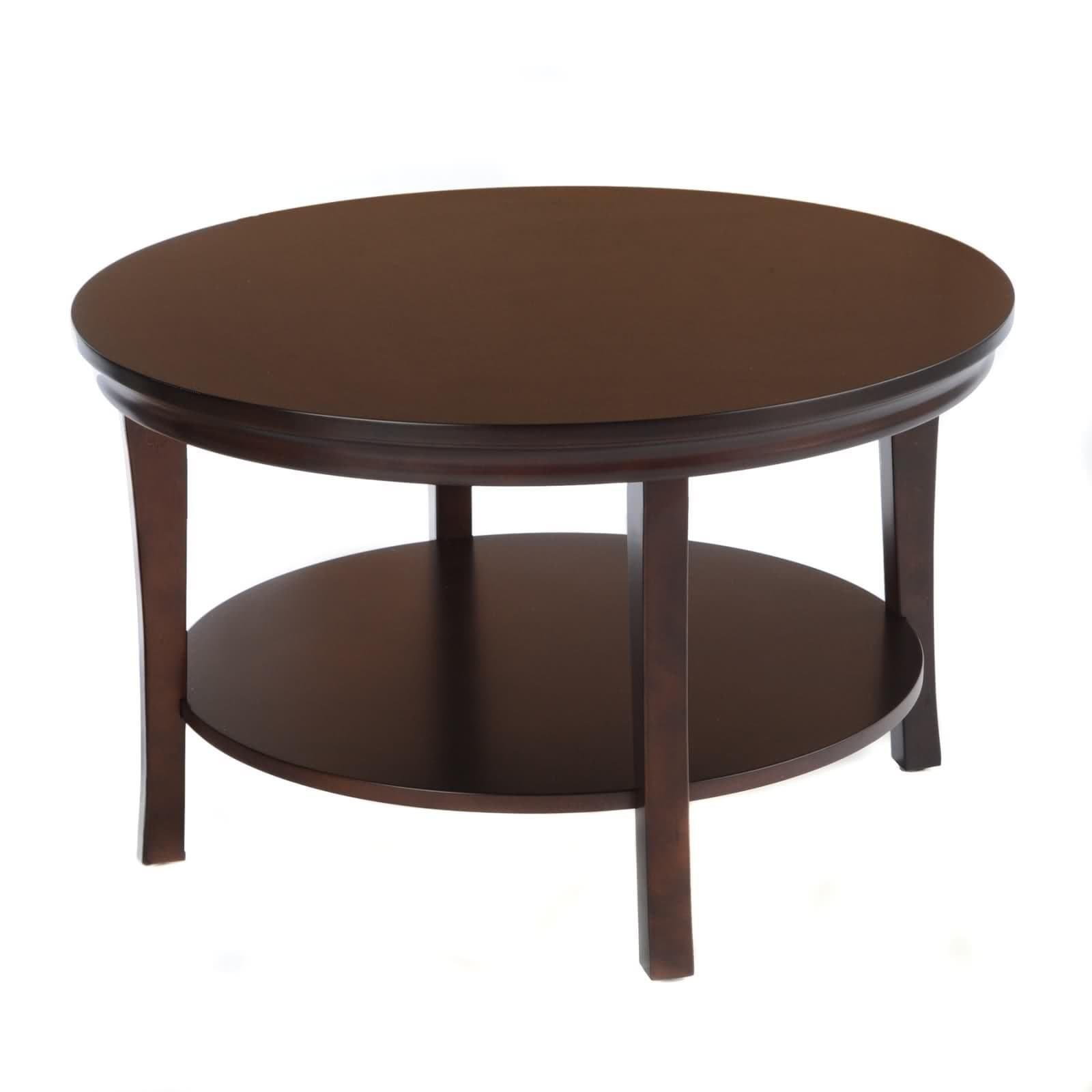 Bay Shore Collection 30" Round Coffee Table with Lower Shelf (Espresso) (30"H x 30"W x 18"D)