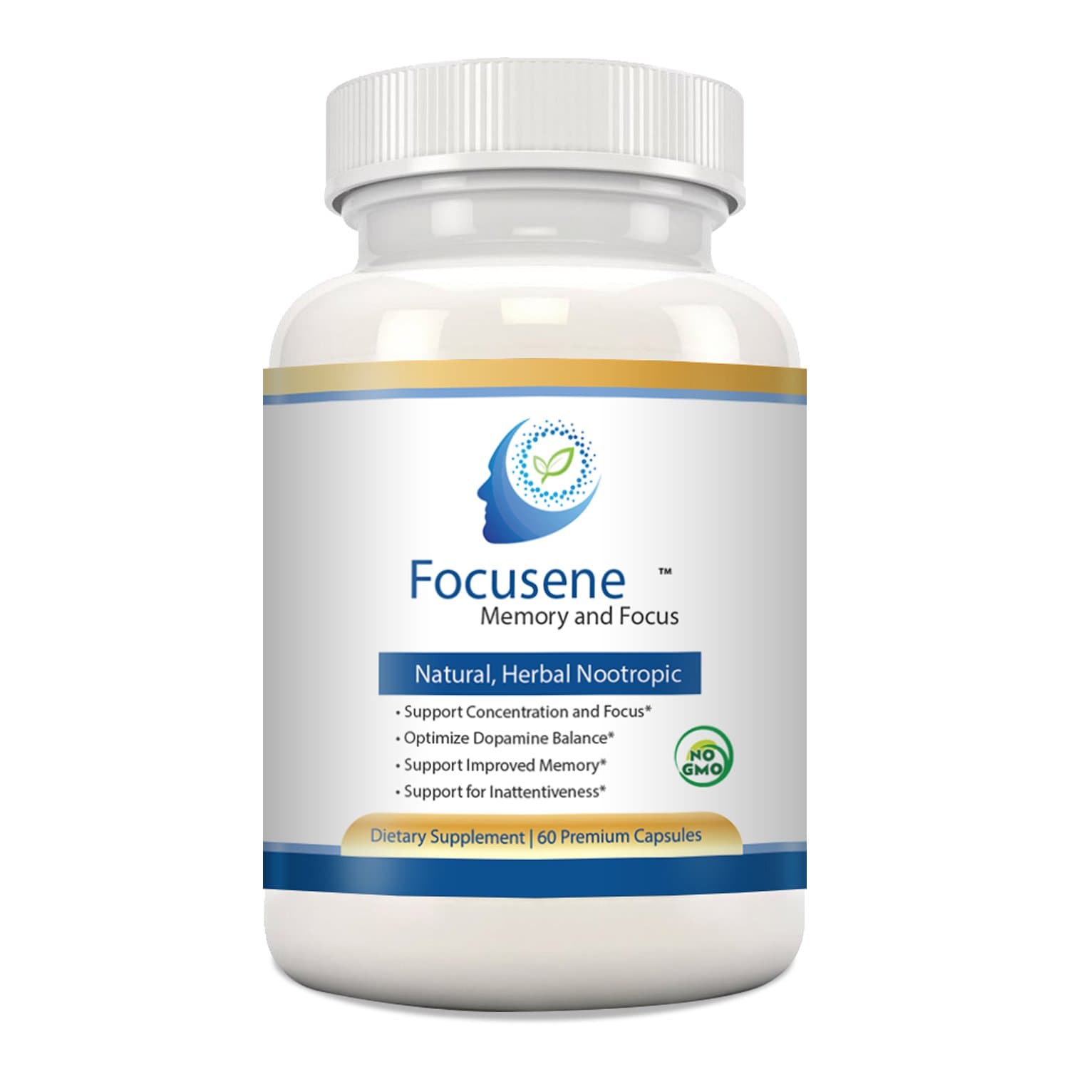 Mental Focus Supplement - Focusene. Caffeine-free brain support supplement for Brain Enhancement, Memory Loss, Focus and Energy. Non-addictive brain boosters. Improve brain function with Nootropics,60 Premium Capsules