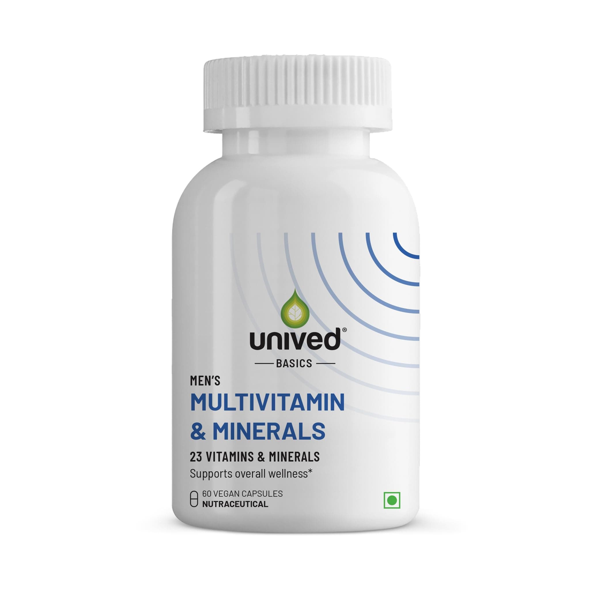 Unived Basics Multivitamin & Minerals Capsule For Men|100% Rda Of All Vitamins With Algae Calcium & Plant-Based Vitamin D3 Plus Important Minerals|Complete Formulation For Health & Wellbeing,1 Count