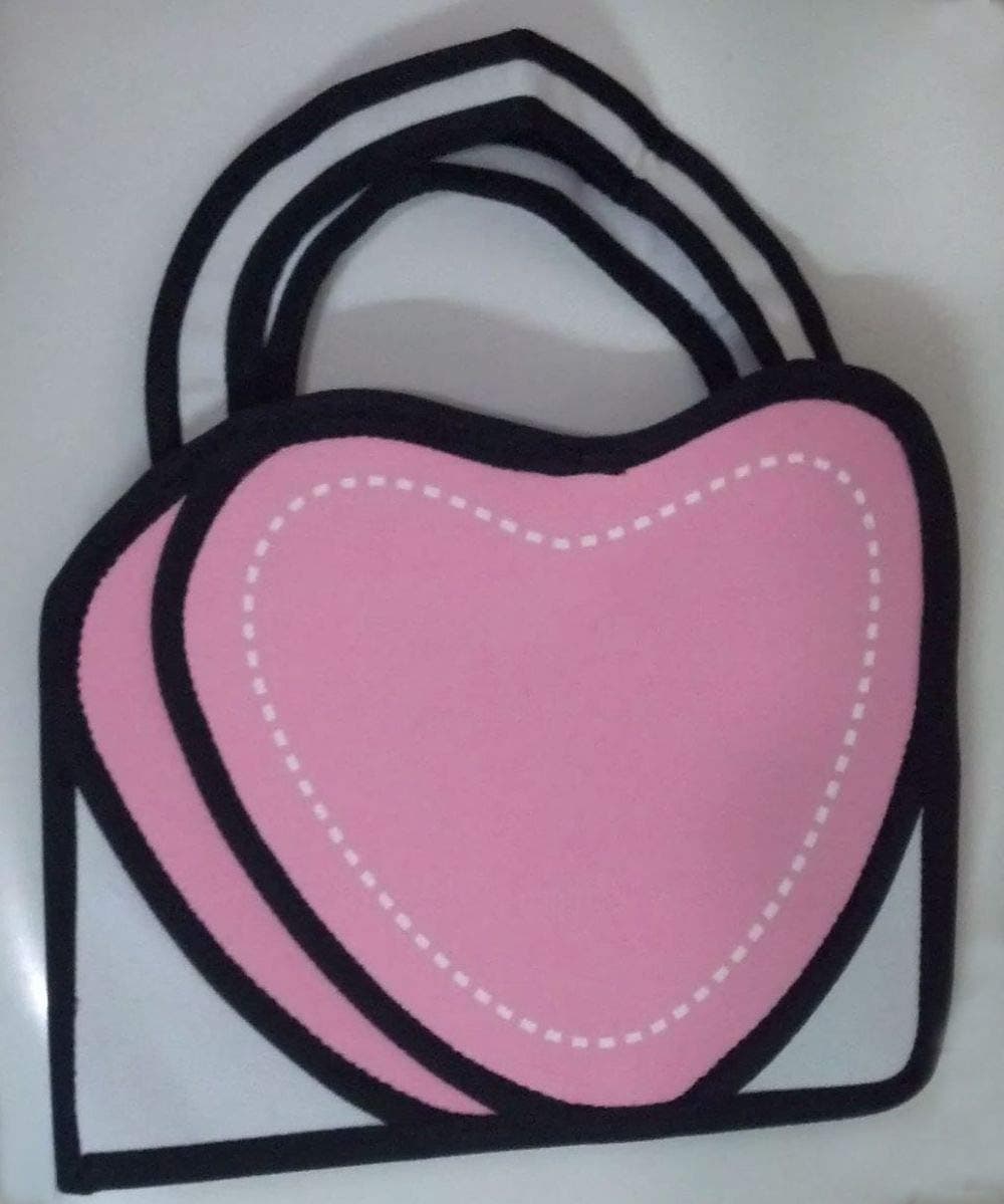 2D 3D heart cartoon canvas hand bag