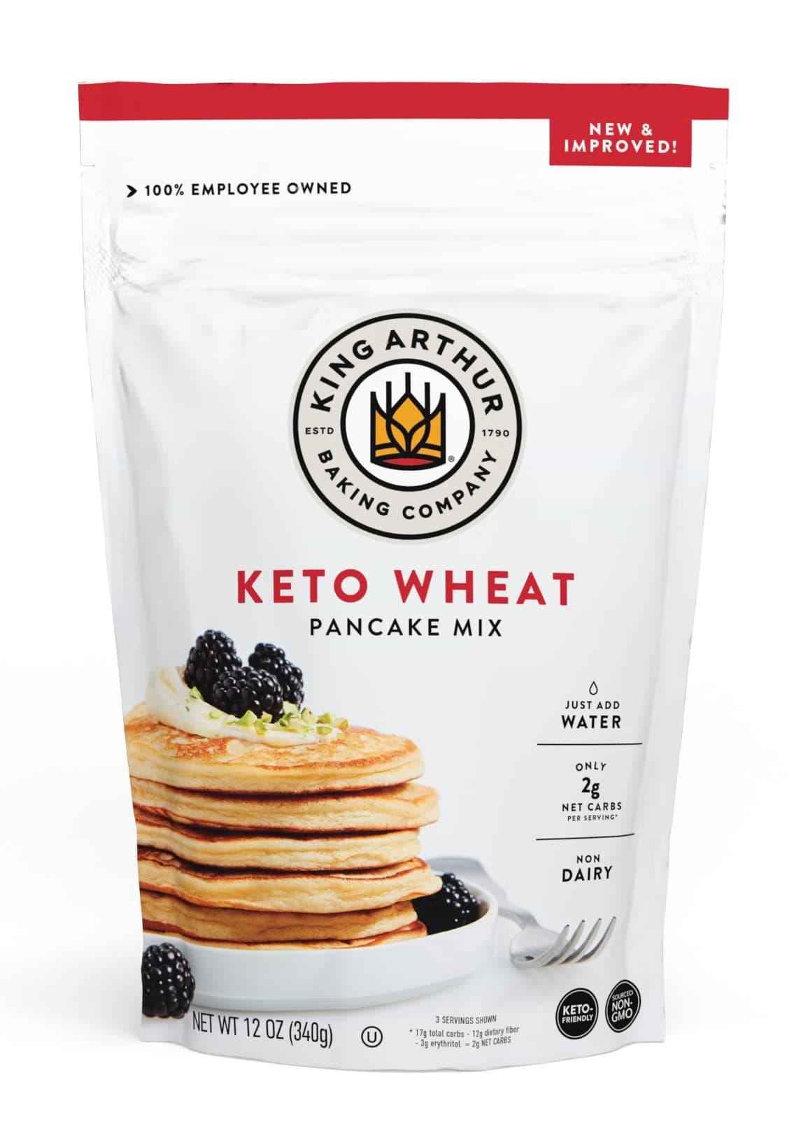 Keto Wheat Pancake Mix: Low Carb, High Protein Breakfast Solution - Just Add Water for Fluffy Pancakes or Waffles - Non-GMO, Kosher Certified, 12 oz Pouch