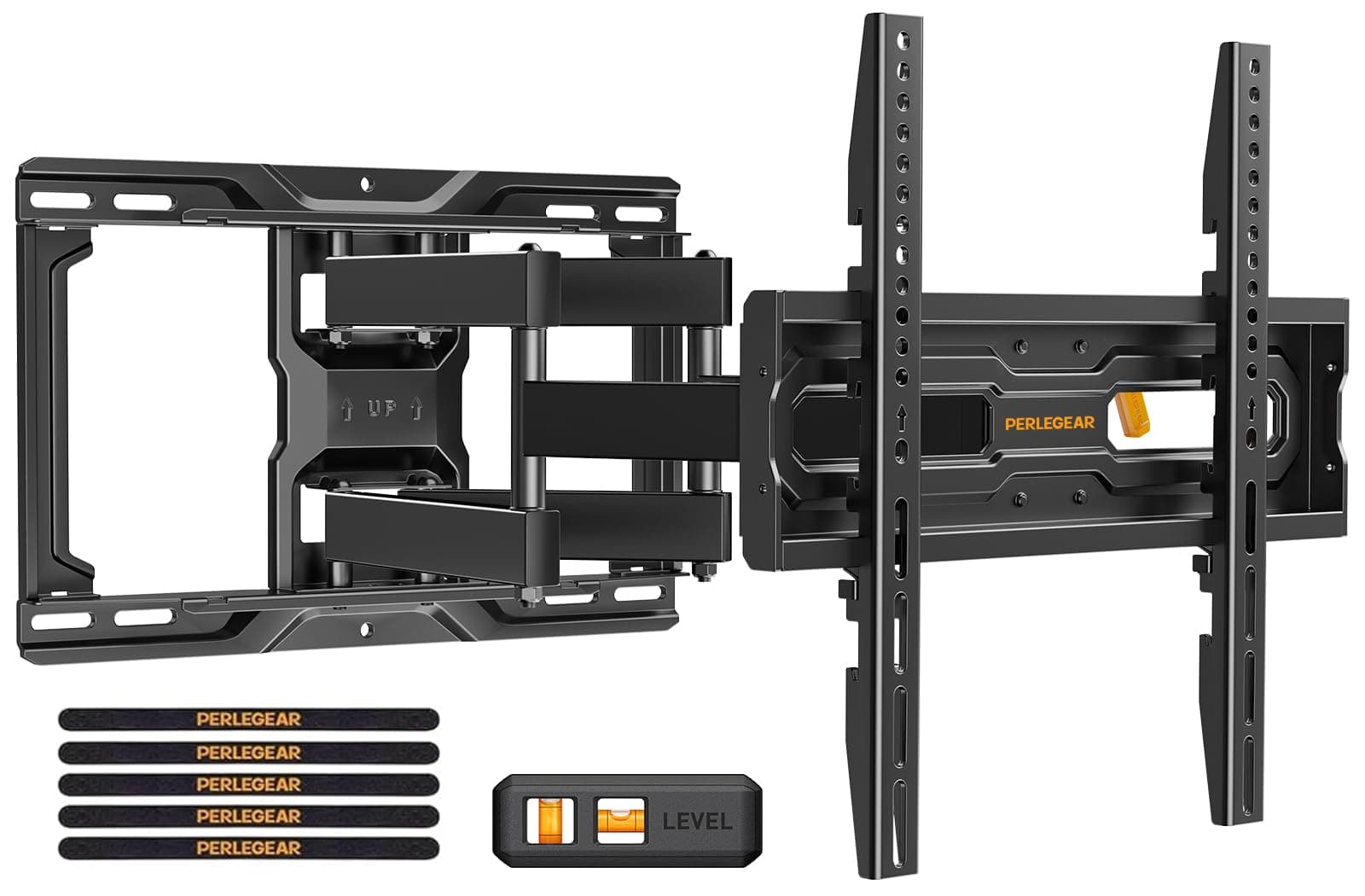 - Full Motion TV Wall Mount for 26-74 inch TVs, Height Adjustable TV Mount, Pre-Assembled Wall Mount TV Bracket with Tool-Free Tilt, Swivel, Fits 16” Studs, 99 lbs, Max VESA 400x400mm, PGMF21