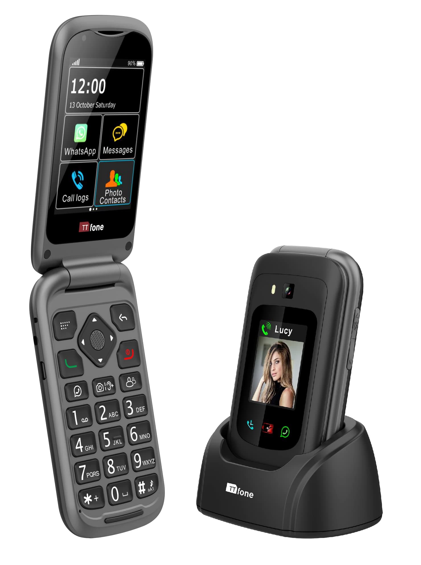 TT970 4G Touchscreen Senior Big Button Flip Mobile Phone - Easy and Simple to Use (Without Bundle)