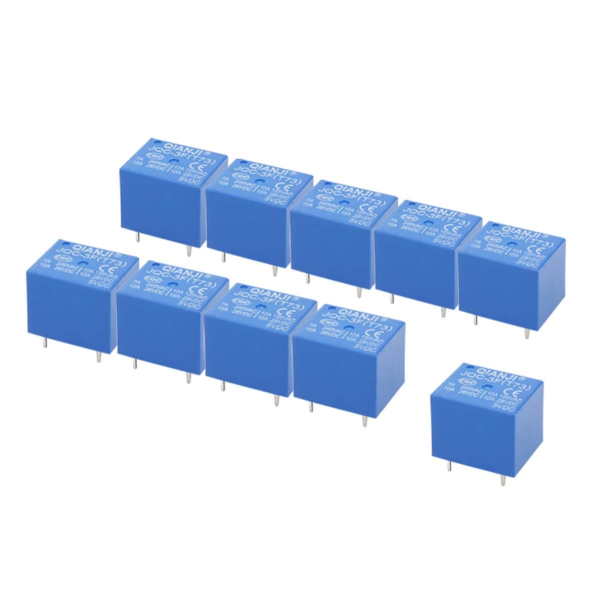 Electrical Buddy JQC 3F 73T DC 5V Coil 5 Pins Mini SPST Power Relay PCB Type 10PCS