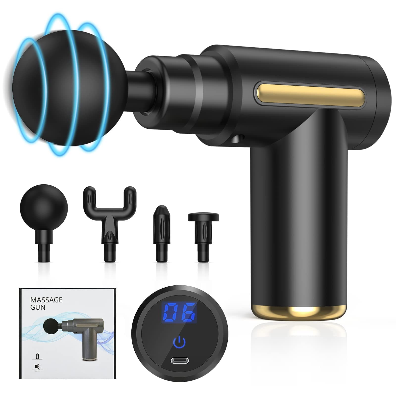 Solace Mini Massage Gun,Muscle Gun,Massage Gun Deep Tissue Massager,LCD Touch Screen,Type-C Percussion Muscle Massager,Portable Handheld Body Massager for Relief,Quiet