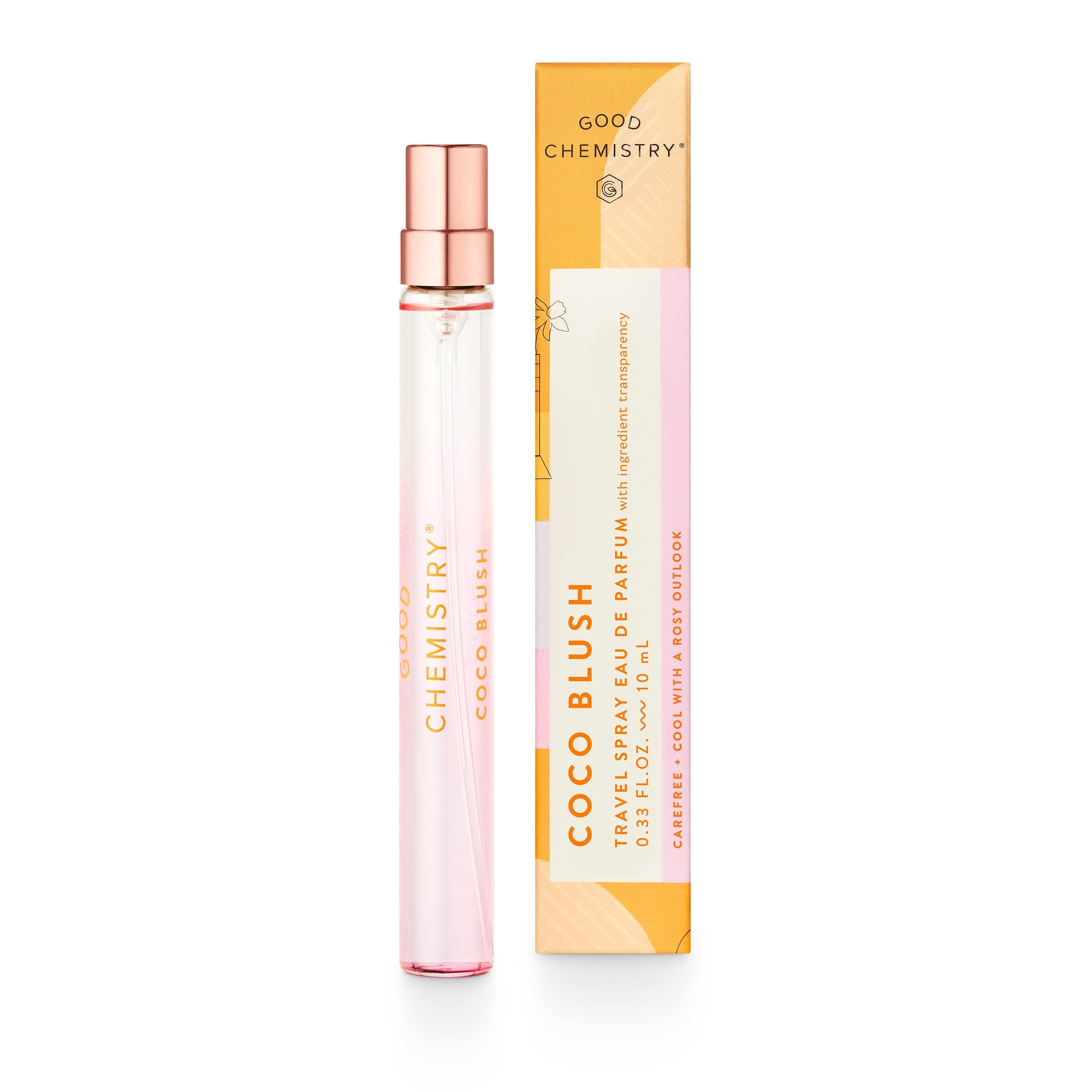 Good Chemistry Coco Blush Travel Spray 0.33 fl oz - Long-Lasting On-the-Go Perfume with Coconut Water, Pineapple, & Driftwood - Carefree, Clean & Vegan