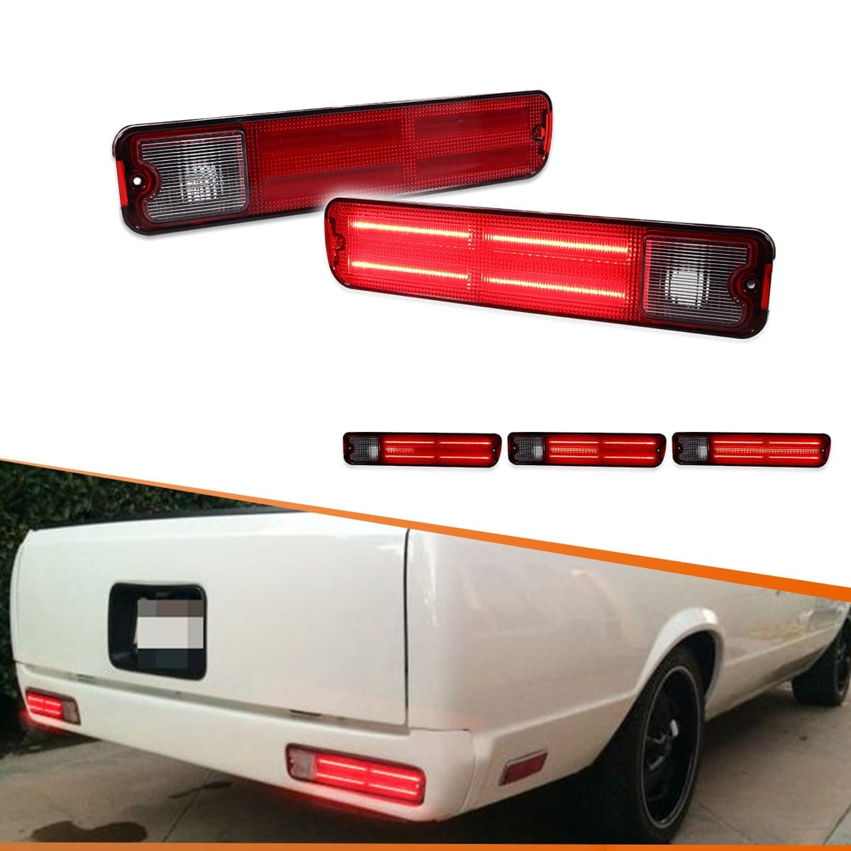 ADIIL 2PCS Rear Tail Light Clear Lens 3-in-1 LED Tailamps Sequential Turn Signal Lights For 1979-1987 Chevrolet El Camino Malibu GMC Caballero