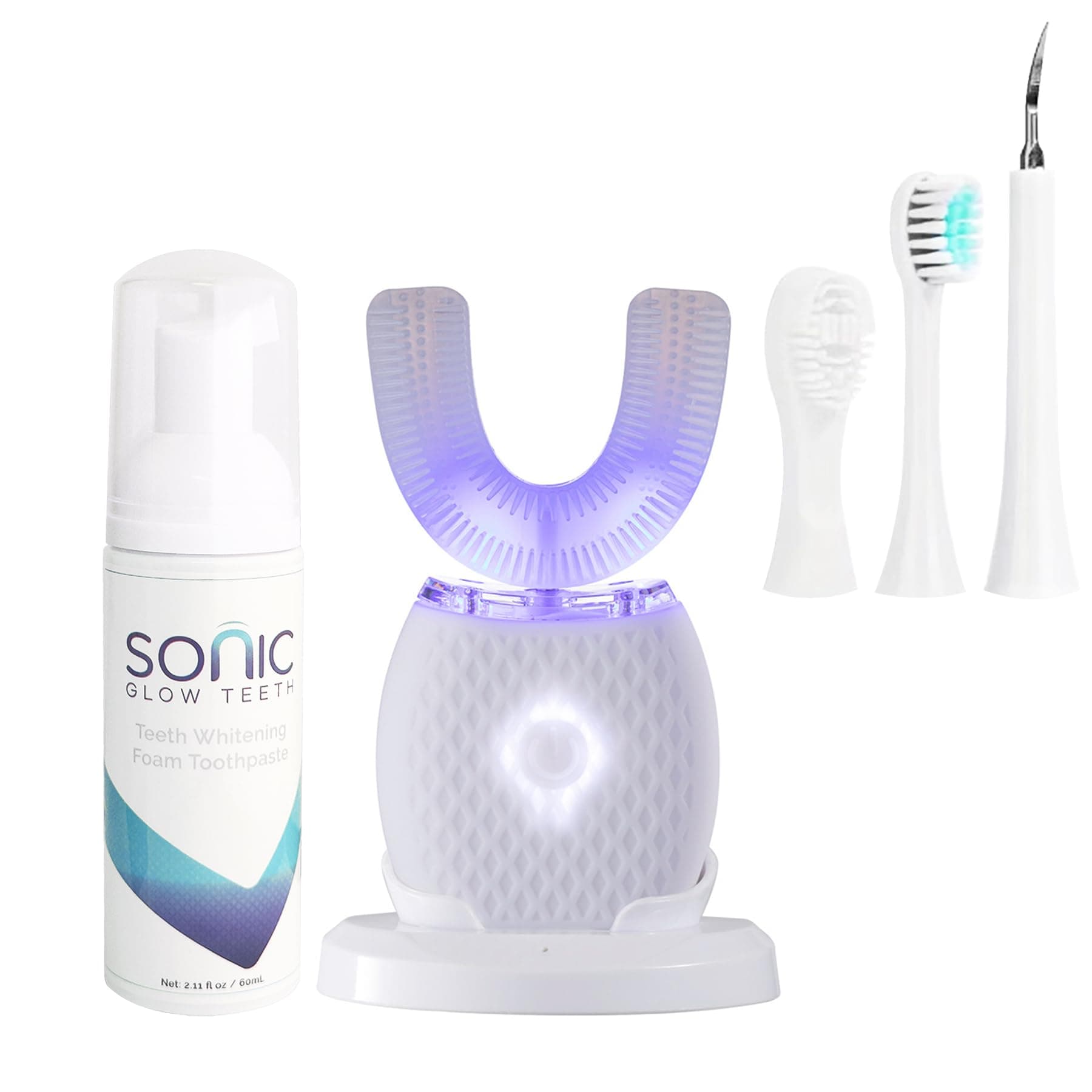 Ultrasonic Toothbrush for Adults Automatic Electric Toothbrush 30s Automatic Timer Rechargeable Washable Portable for Travel & Home Use Soft Bristles (White, Adult)