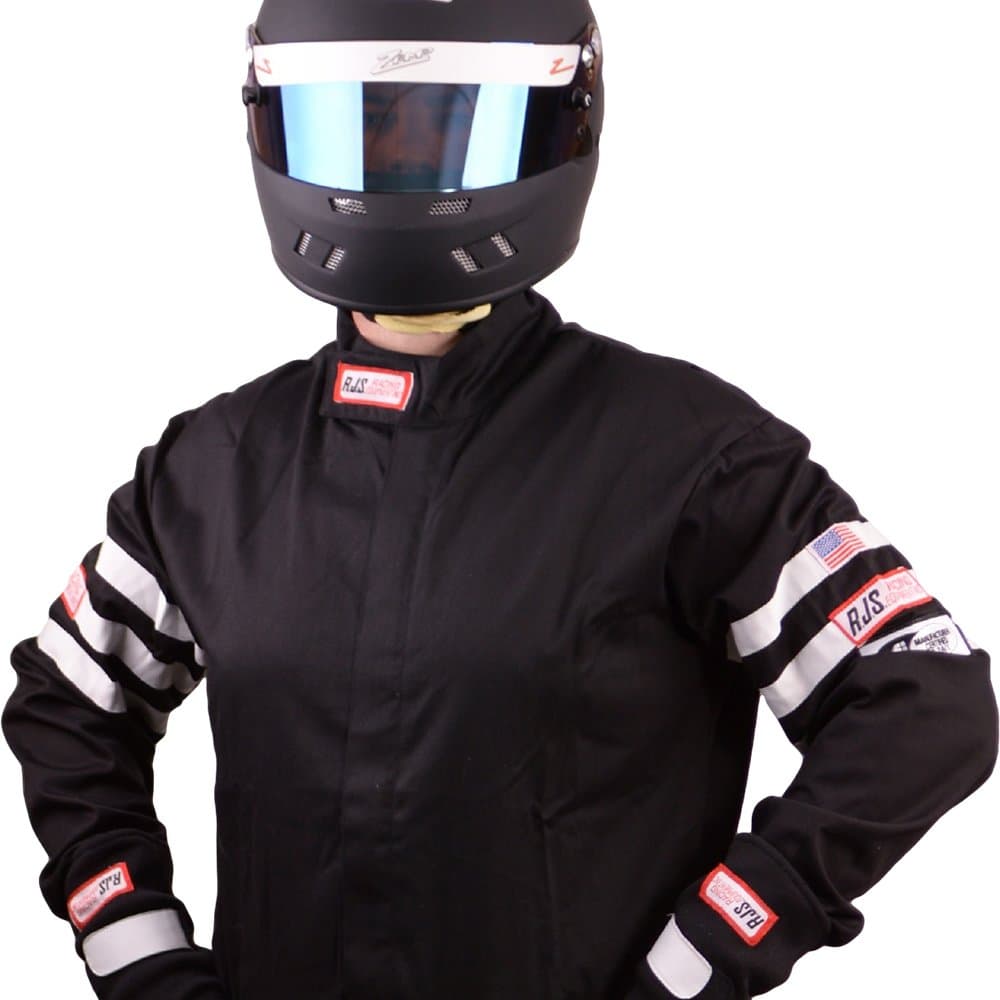 RJS Racing FIRE Suit Racing Jacket Black & White Stripes Adult 2X Large SFI 3.2A/1