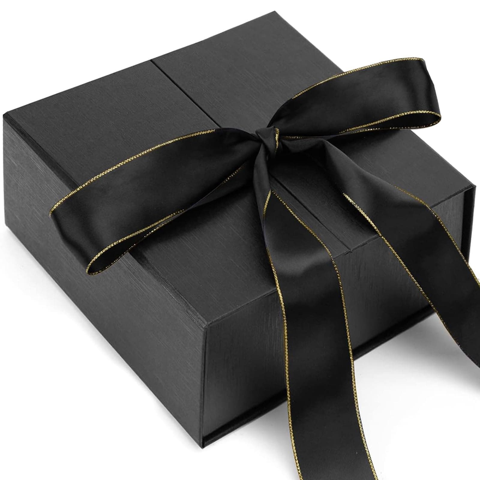 Black Gift Box, 8x8x3.5 Inches Gift Boxes With Lids For Presents, Magnetic Closure with Ribbon For Weddings, Birthday