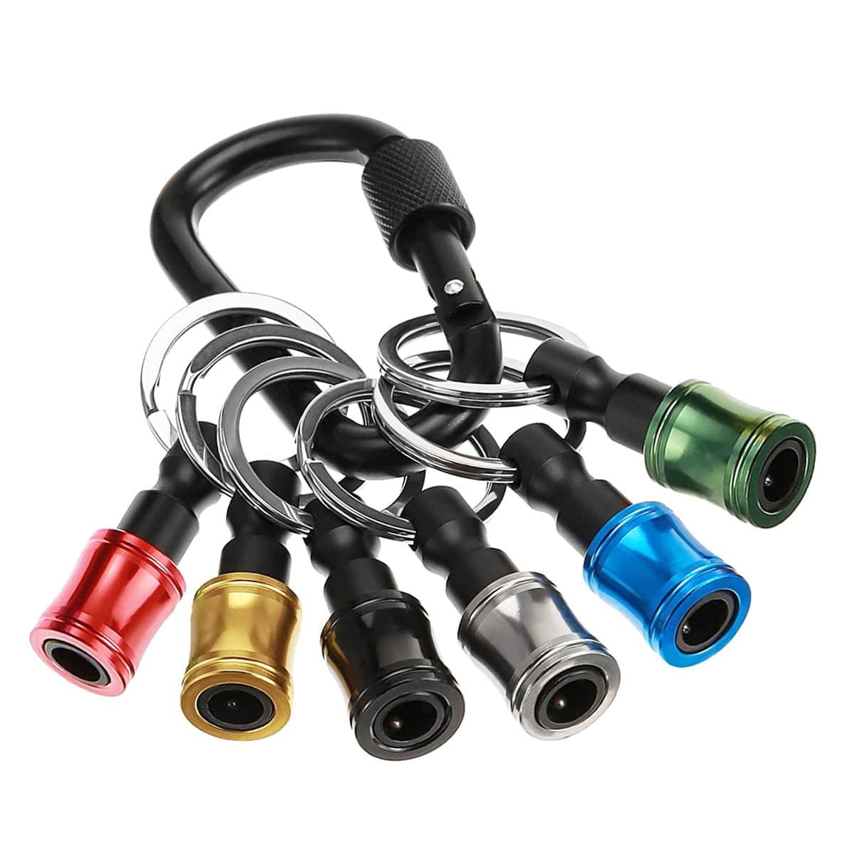 6PCS Keychain Extension Bar Aluminum Alloy Screwdriver Bits Holder Set Portable Drill Screw Adapter Quick Release Extension Bar for 1/4inch Hex Shank