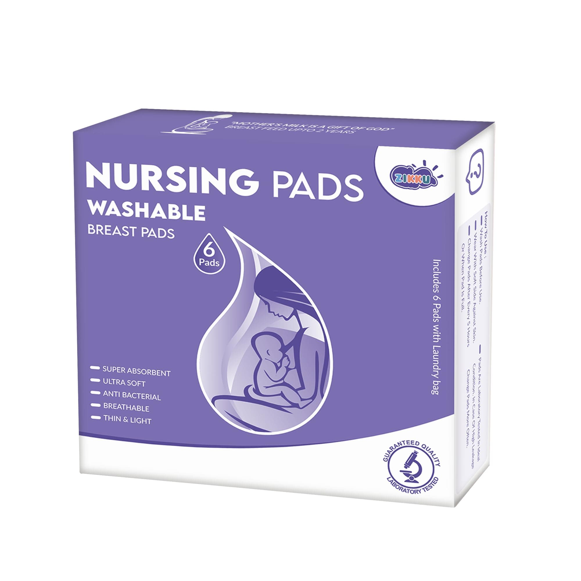 Washable Maternity Nursing Breast Pads - 6 Pads With Laundry Bag - Pale Pink…