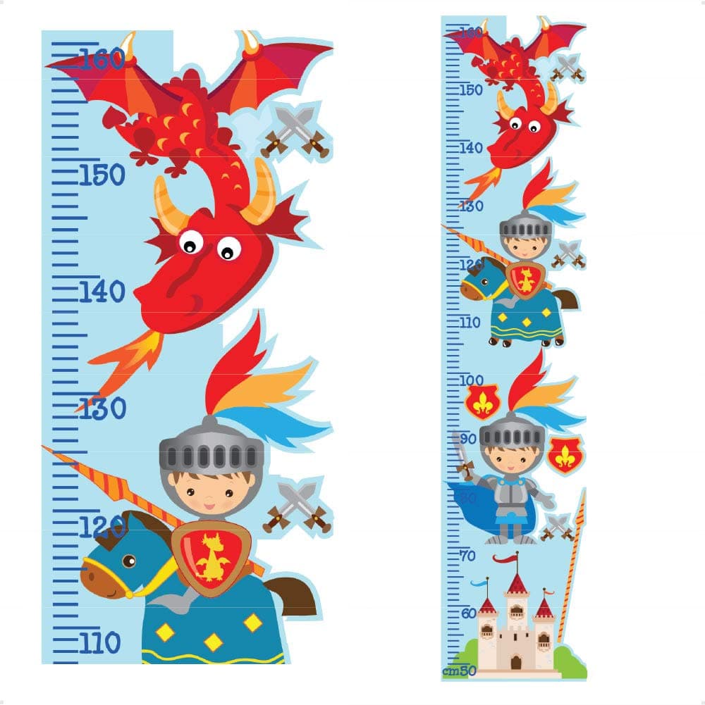 Knight Dragon Castle Height Chart for Kids Wall Sticker Growth Decal Vinyl | Girls Boys Childrens Nursery Kids Growth Chart | Wall Art for Height Measure | StickersMagic