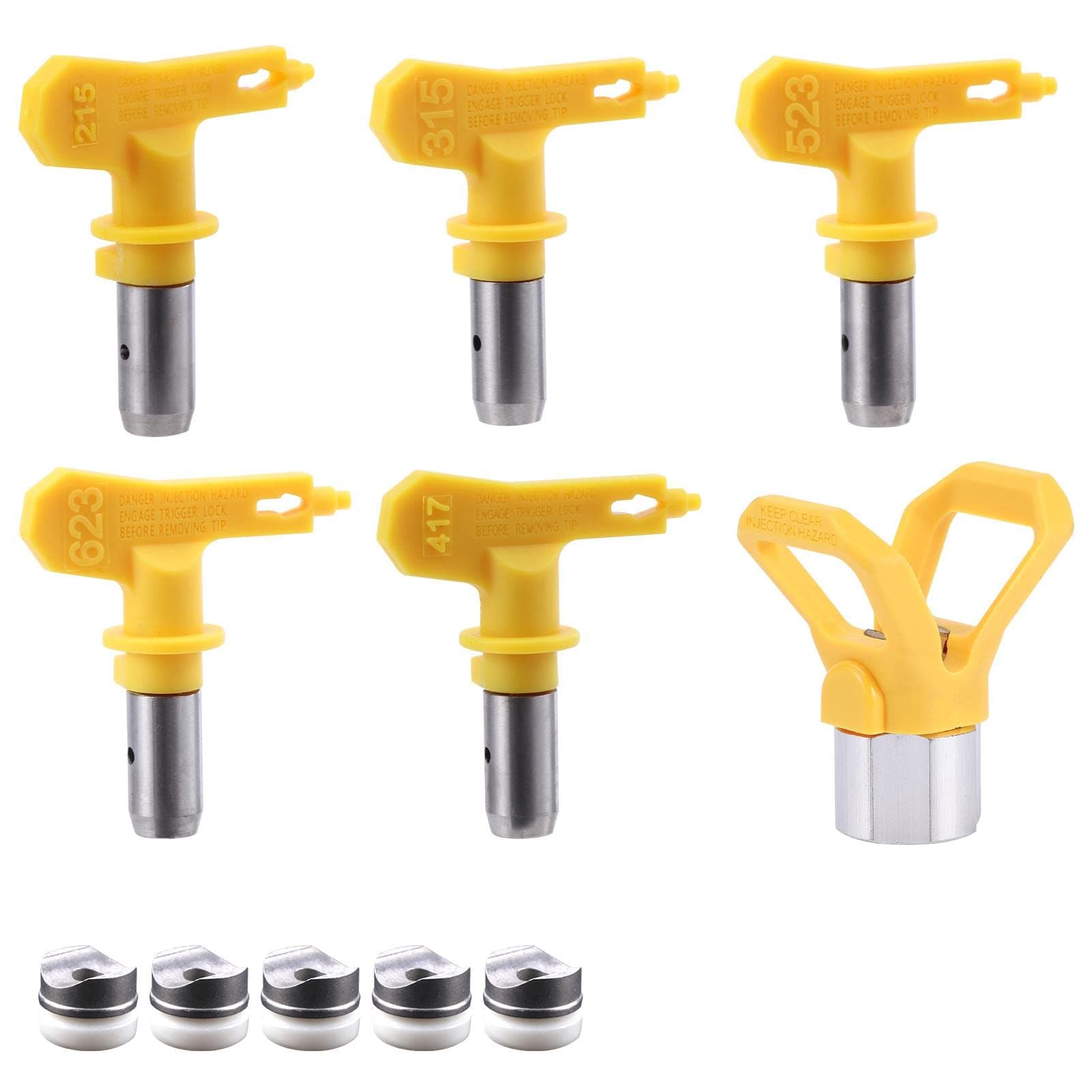 6pcs Reversible Airless Paint Sprayer Nozzle Tips with Tip Guard Set, Airless Paint Spray Guns and Sprayer Spraying Machine Parts with Nozzle Pad for Homes Buildings Garden Decks