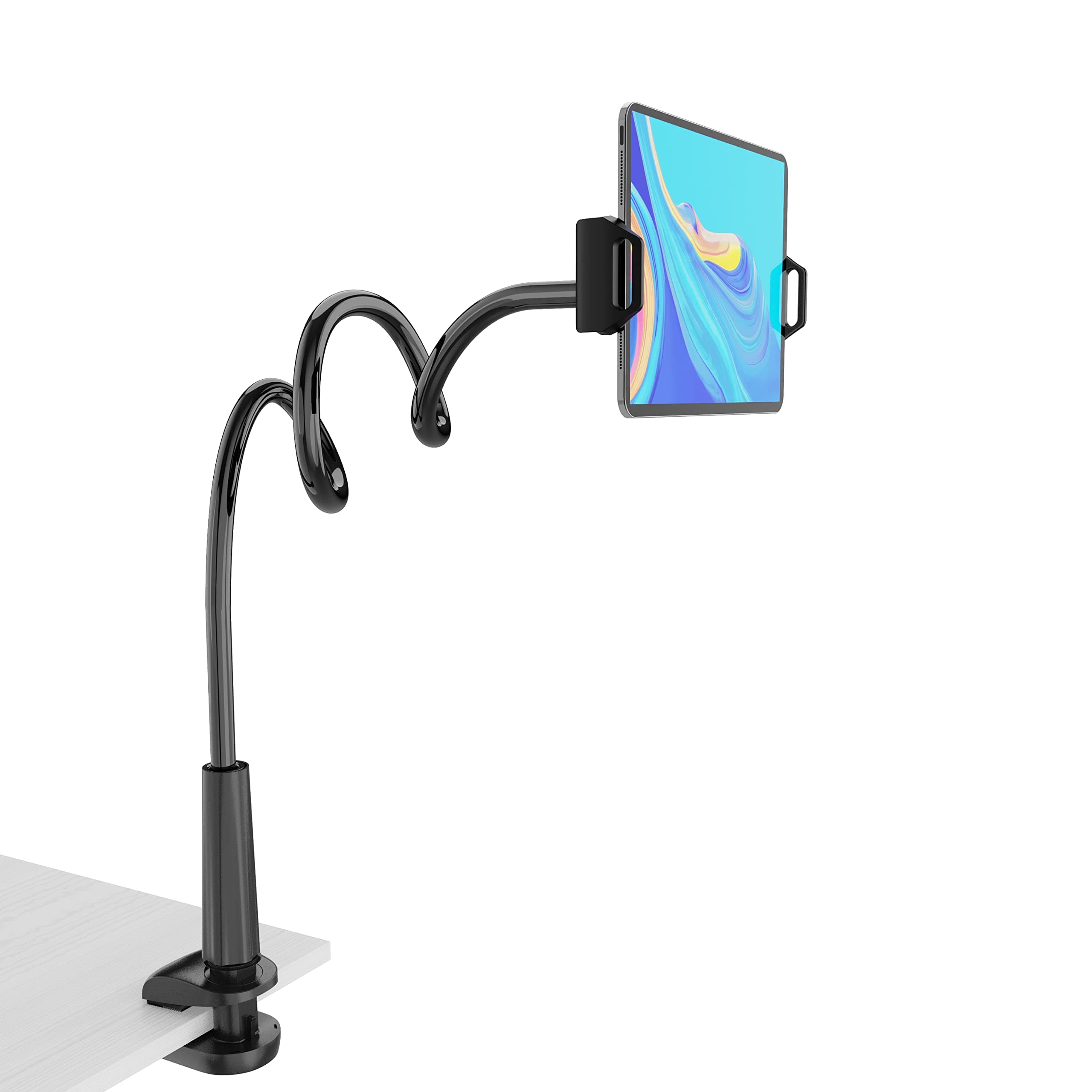 MAGIPEA Tablet Stand Holder, Mount Holder Clip with Grip Flexible Long Arm Gooseneck Compatible with ipad iPhone/Nintendo Switch/Samsung Galaxy Tabs/Amazon Kindle Fire HD - Black