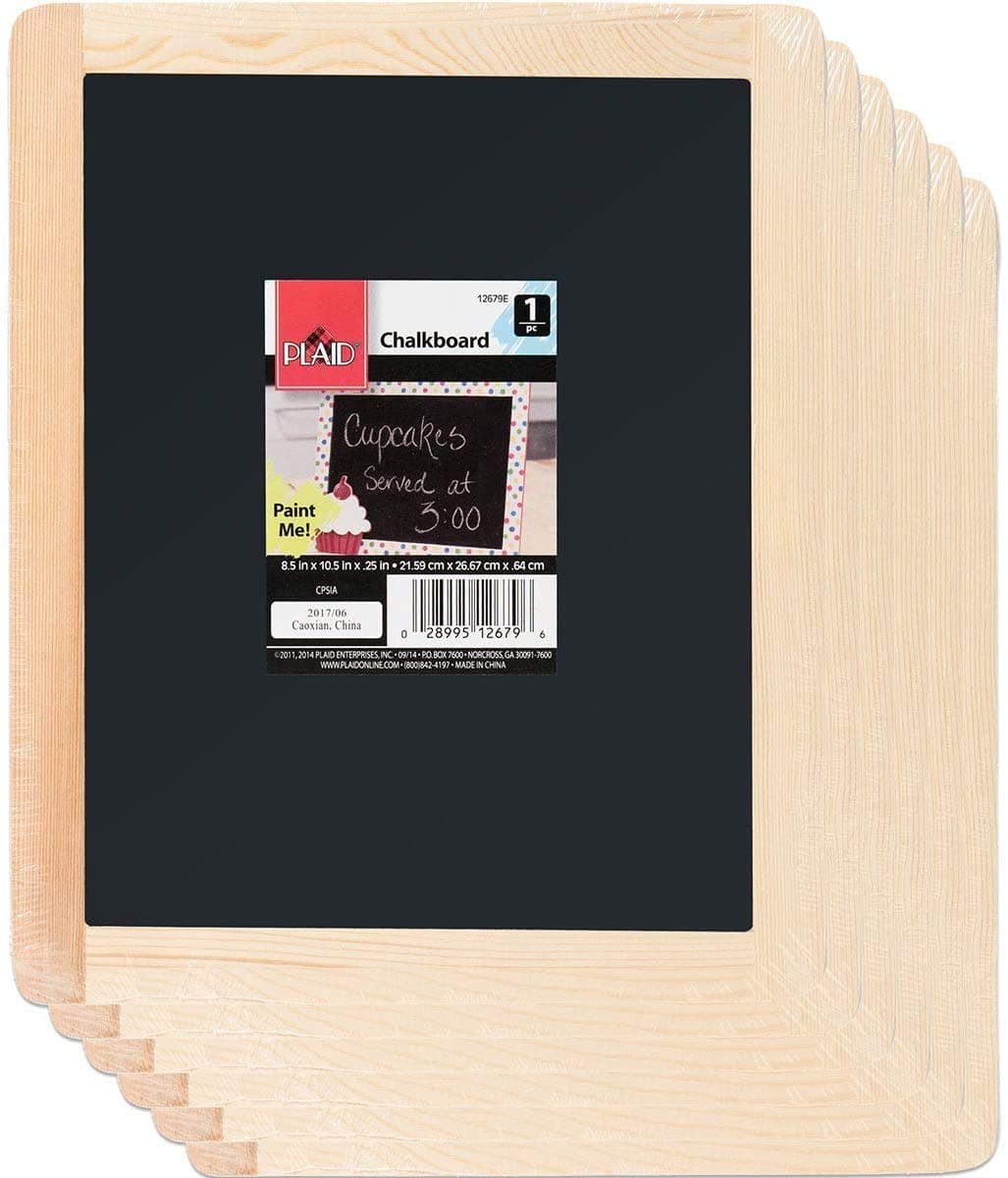 Plaid Enterprises Double-Sided Chalkboard Set, 8 ' x 10 ' With Decorative Wood Surface Frame, Perfect For Arts & Crafts, 6 Pack