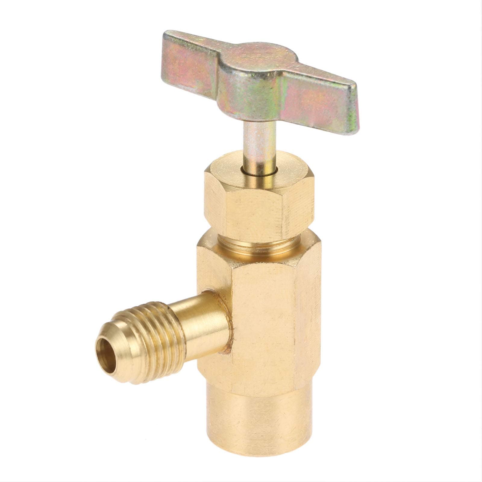 R1234YF Self-Sealing Can Tap with Left Hand Threaded, 1/2’’ Acme to 1/4’’ SAE Dispenser Valve AC Refrigerant Bottle Opener, Fits for R1234YF Automotive Air Conditioning Charging