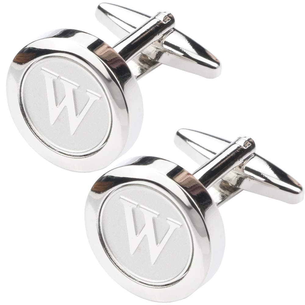 Mens Classic Stainless Steel Initial Cufflinks 26 Alphabet Initial Letter Cufflinks Business Shirts A-Z