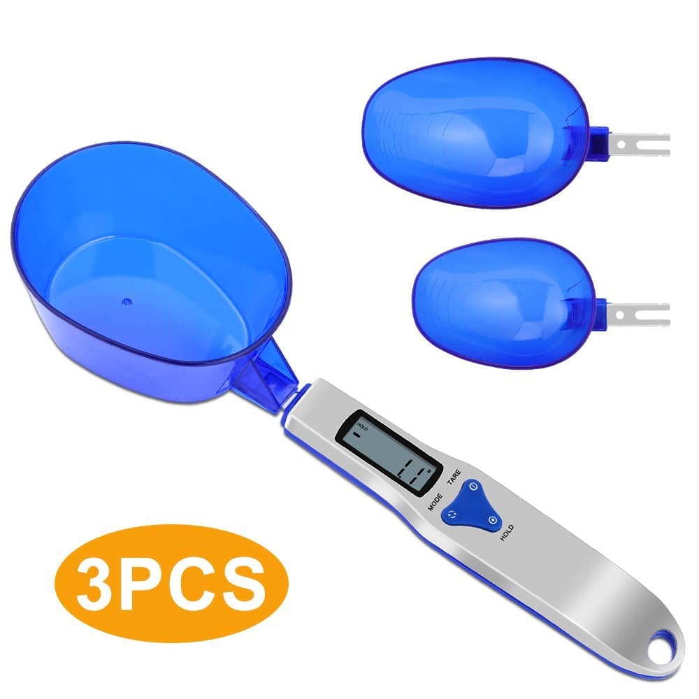 Spoon Scale, Rusee 0.1g Spoon Scales Digital Spoon Scale with 3 Detachable Weighing Spoon Suit for Portioning Tea, Flour, Spices, Medicine Kitchen Spoon Scale 500g/0.1g