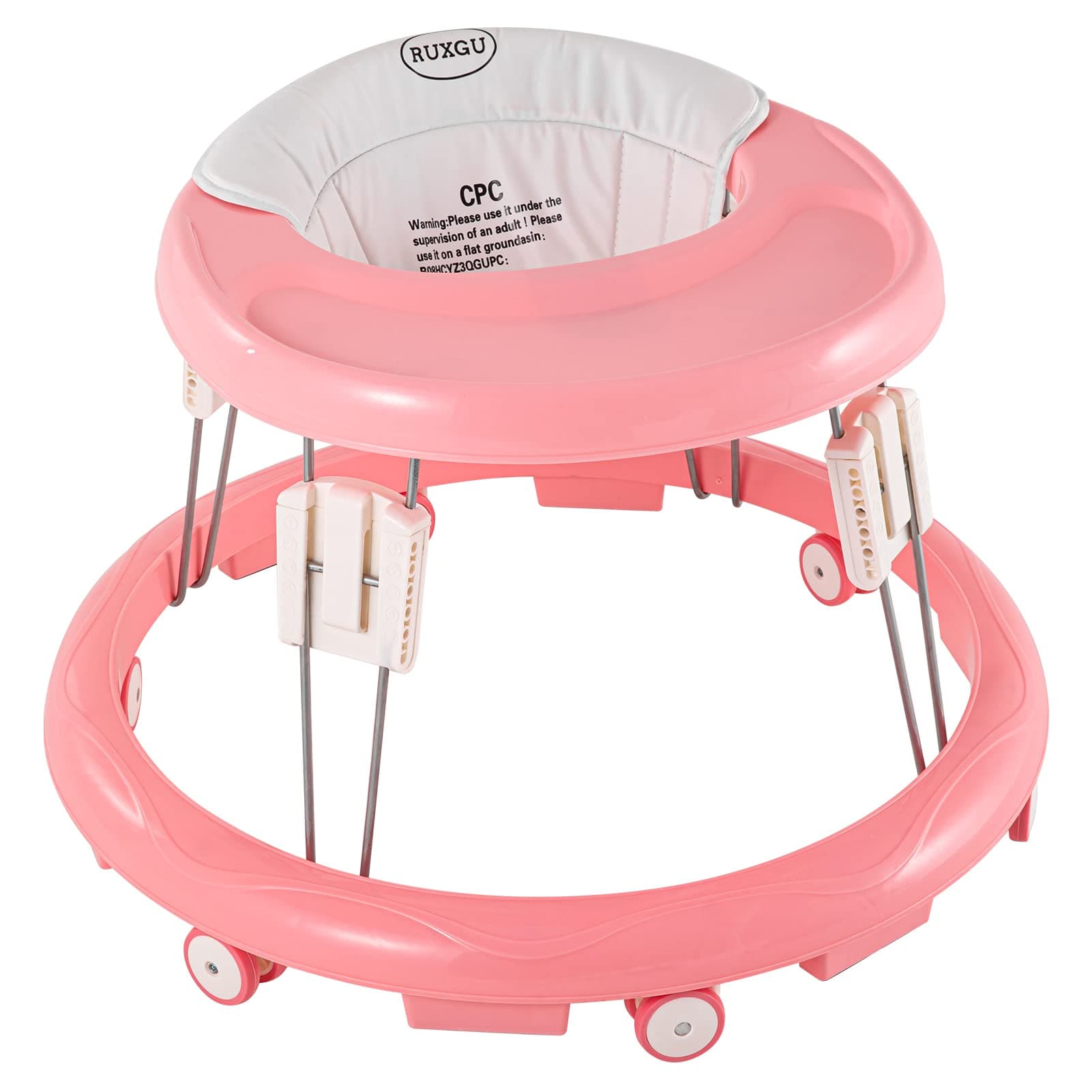 Foldable Baby Walker with Safety Slider, The Oldschool Round Shape Baby Walker, Suitable for All terrains, Babies (6-18 Months) (Pink)