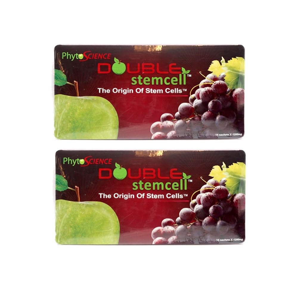 2X Phytoscience Double Stem Cell Anti Aging Supplement Acai Berry Extract Blueberry Reduce Wrinkles Pores Pimples Fine Lines Skin Texture (14 Sachets/Pack)